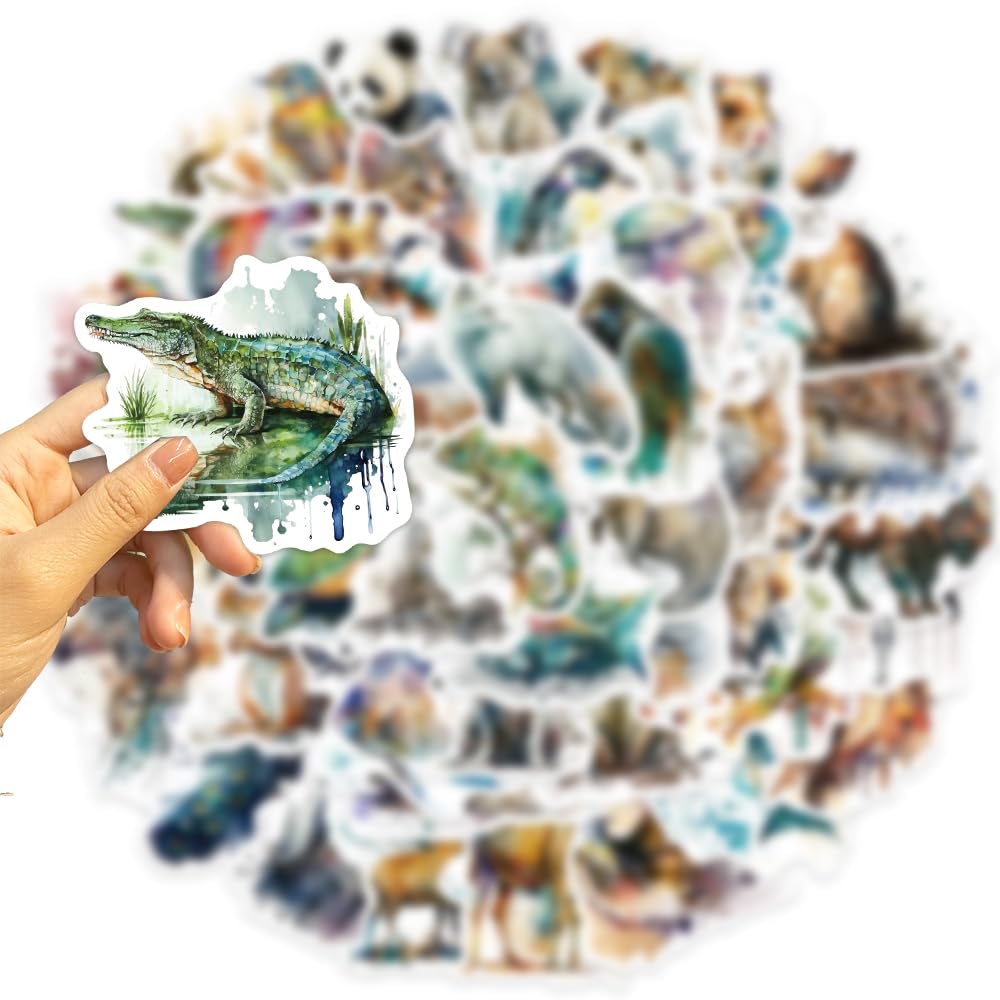 50Pcs Cute Waterproof Animal Stickers for Hydro Flask, Laptop, Suitcase & Scrapbook - Durable Vinyl Decals for Water Bottles, Party Supplies & DIY Crafts - Perfect for Teens, Adults & School/Office Use
