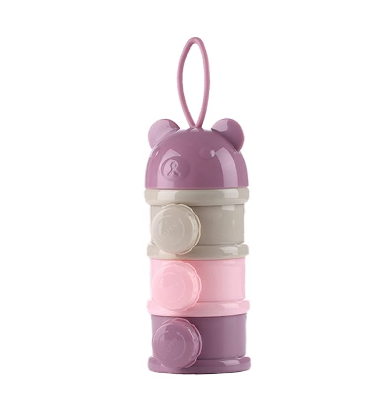 SANWOOD Reusable Baby Formula Dispenser - Portable Milk Powder Storage Box with Bear Design, BPA-Free PP Material for Infant Food, Light Purple - Perfect for Travel, Daycare & Home Use