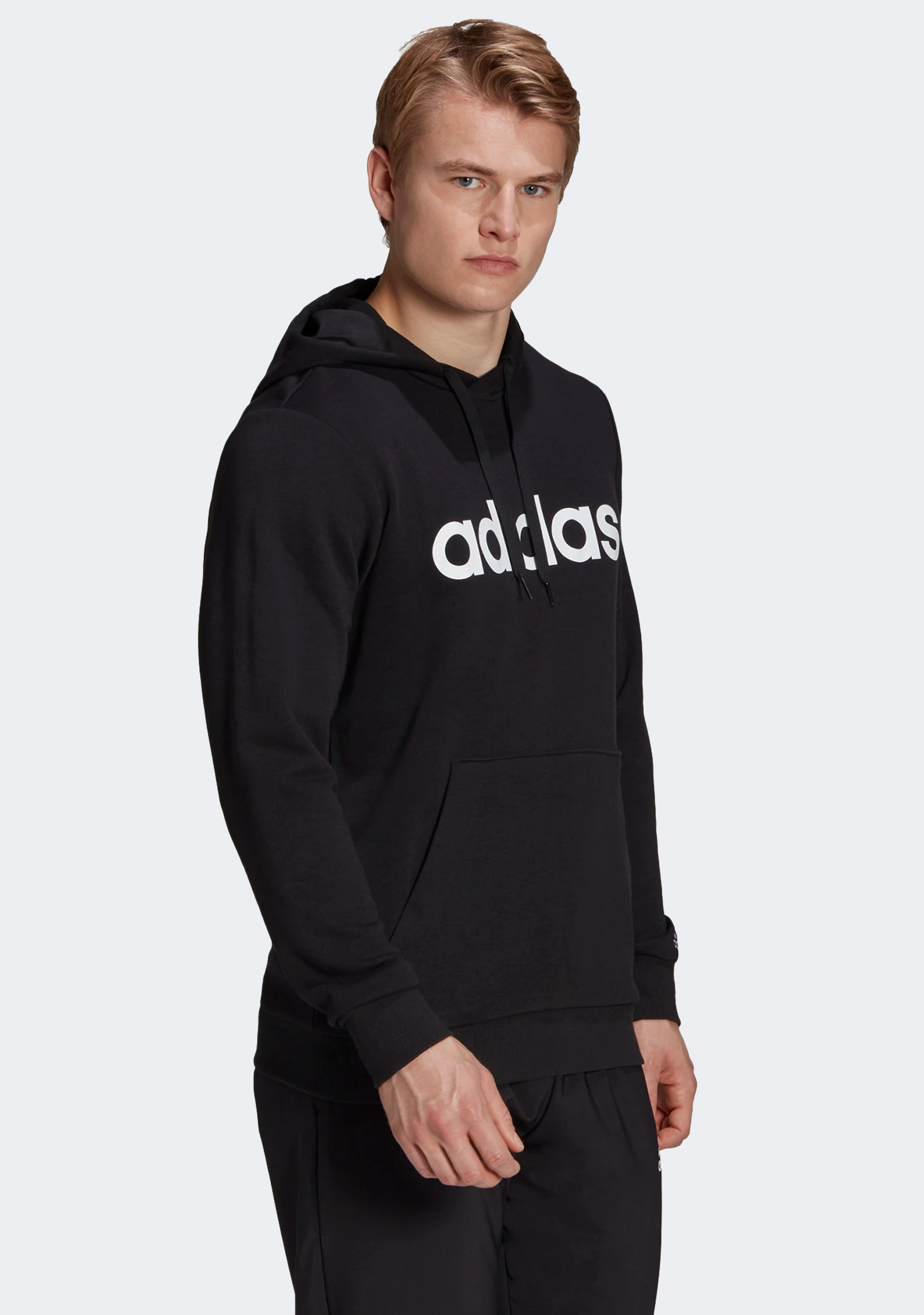 Adidas Men's Linear Logo Full Zip Hoodie - Warm Fleece Pullover for Casual Wear, Gym & Outdoor Activities