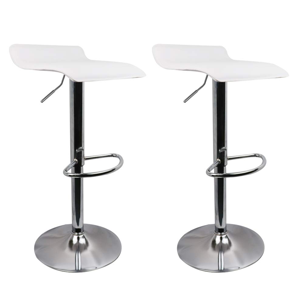 2 Pack Adjustable PU Leather Swivel Bar Stools - Counter Height Dining Chairs for Kitchen, Home Bar & Pub - Perfect for Breakfast Nook, Entertaining & Small Spaces (White)