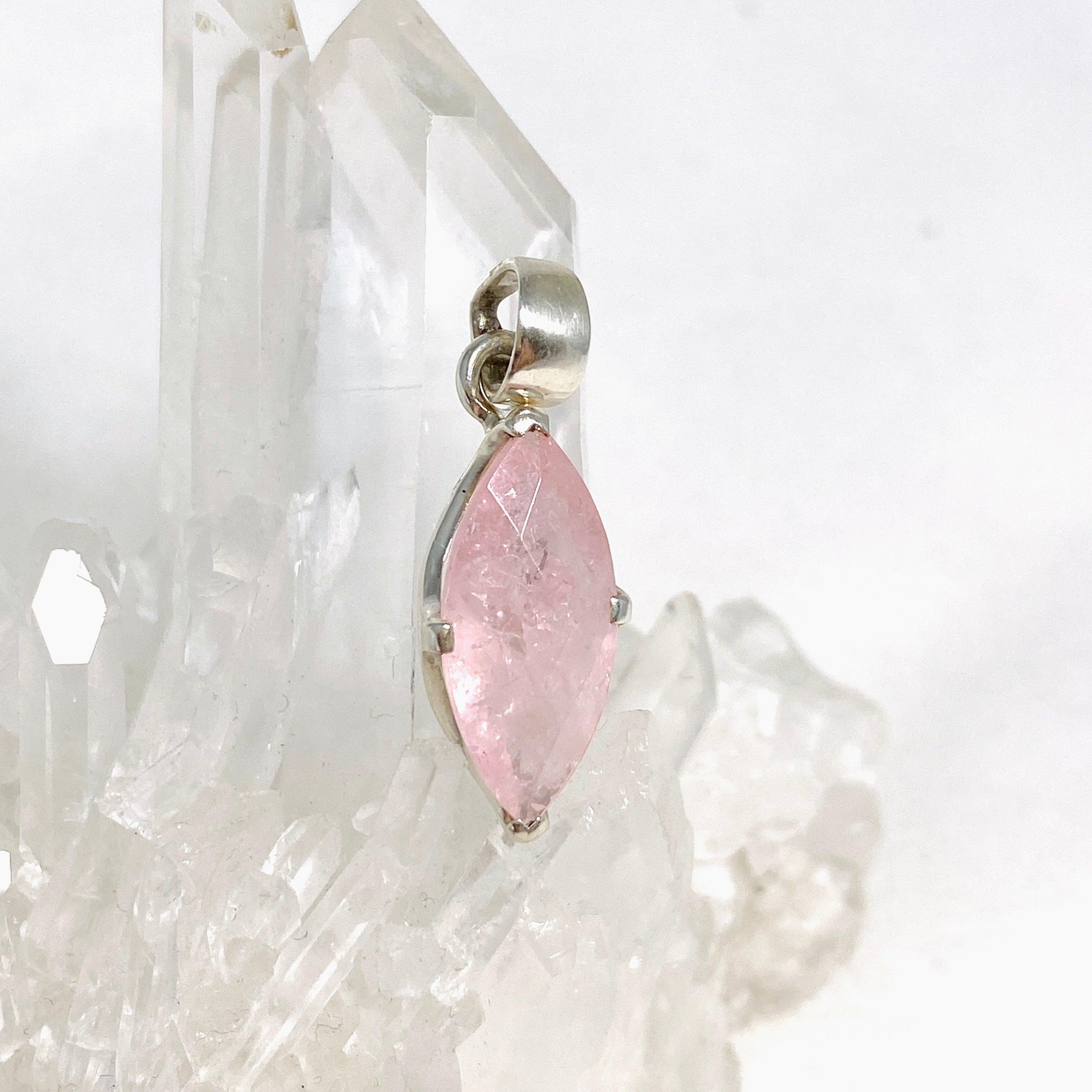 Morganite Faceted Marquise Pendant Necklace PPGJ689 - Elegant Jewelry for Women, Perfect for Weddings, Anniversaries & Special Occasions
