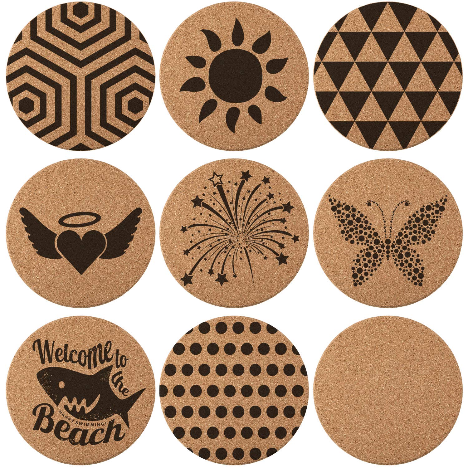 6-Pack Absorbent Cork Coasters for Drinks - 6 Inch Round Wooden Coasters for Coffee Tables, Dining Tables & Desks - Natural Cork Drink Pads for Home & Office Use