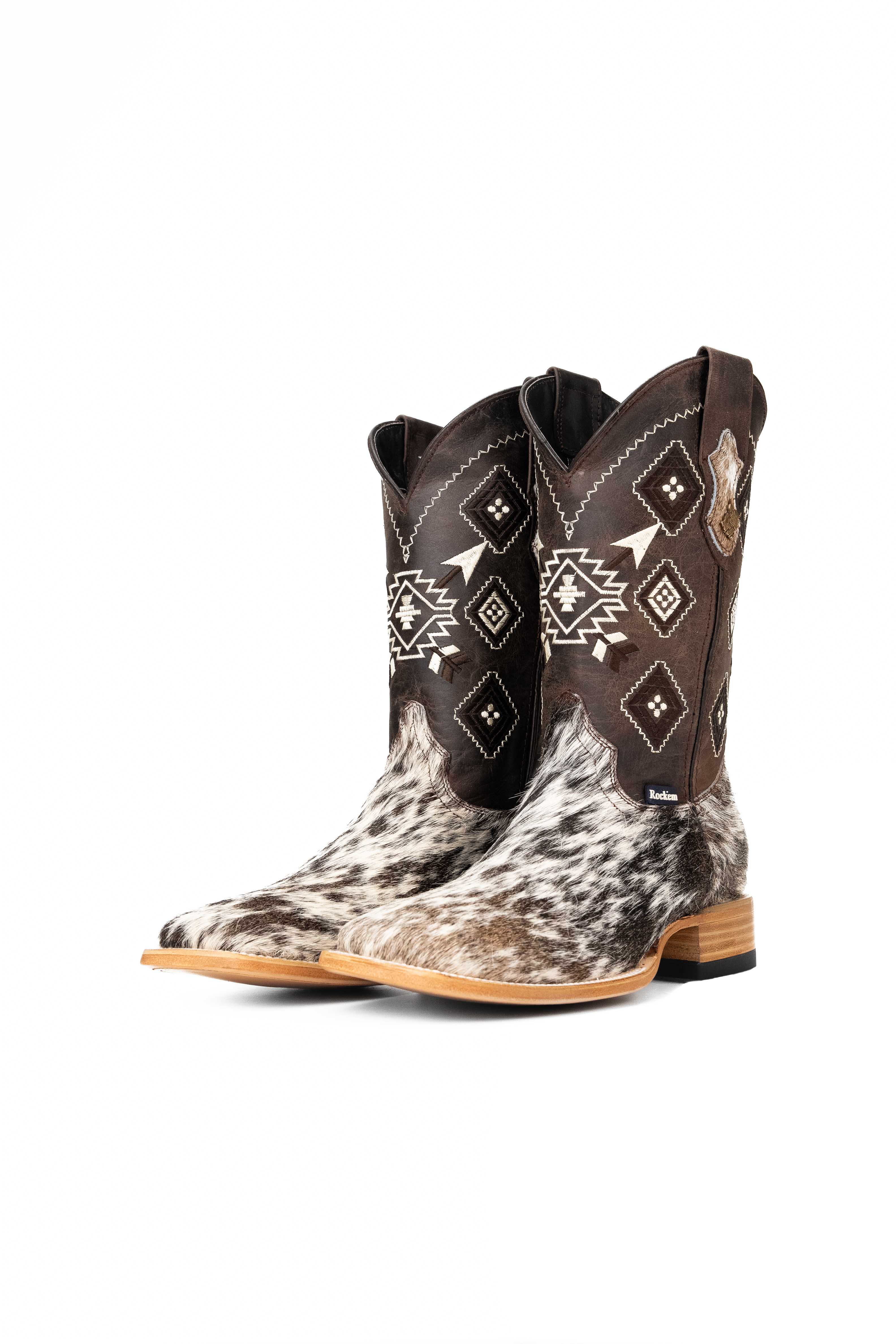 Authentic Men's Cowhide Square Toe Cowboy Boots - Size 9.5 - Western Style Riding Boots for Country Music Festivals & Rodeo Events