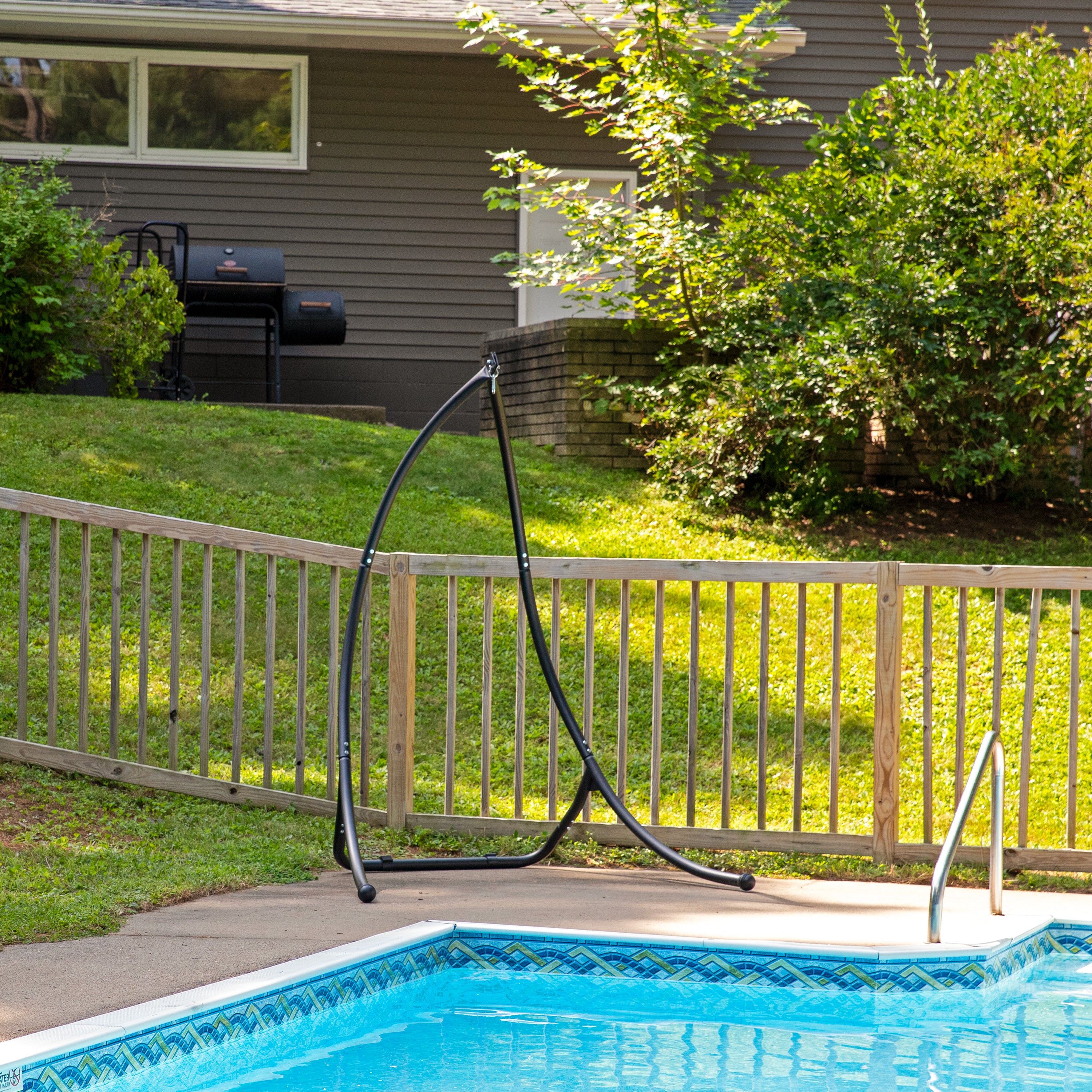 Sunnydaze 84-Inch Curved Steel Hammock Chair Stand - Heavy Duty Outdoor Hanging Chair Frame for Patio, Garden, Backyard & Poolside Relaxation