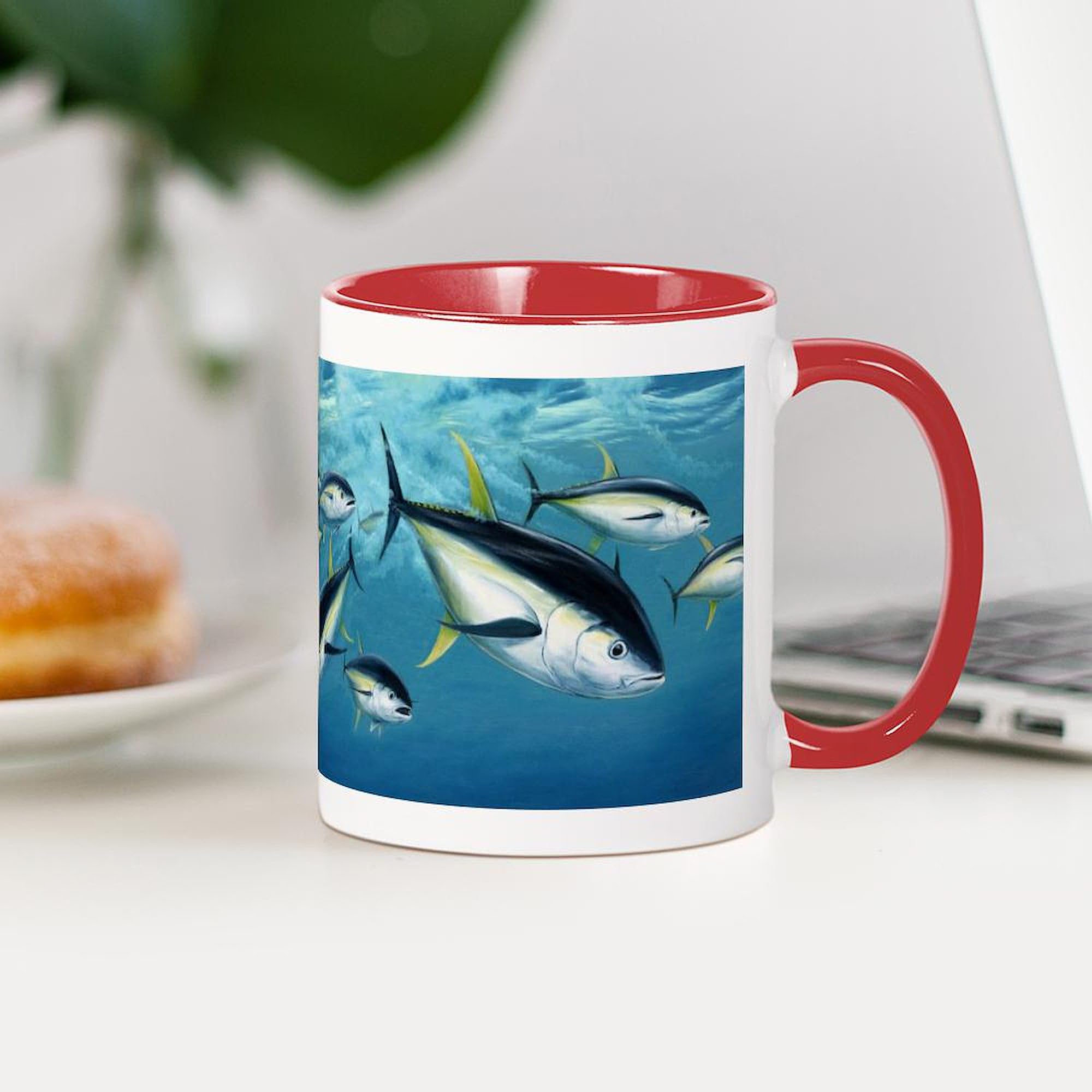 Bluefin Tuna Ceramic Coffee Mug 11 oz (325 ml) - Funny Fish Design for Tea, Hot Chocolate & Office Use - Perfect Gift for Fishermen & Marine Lovers
