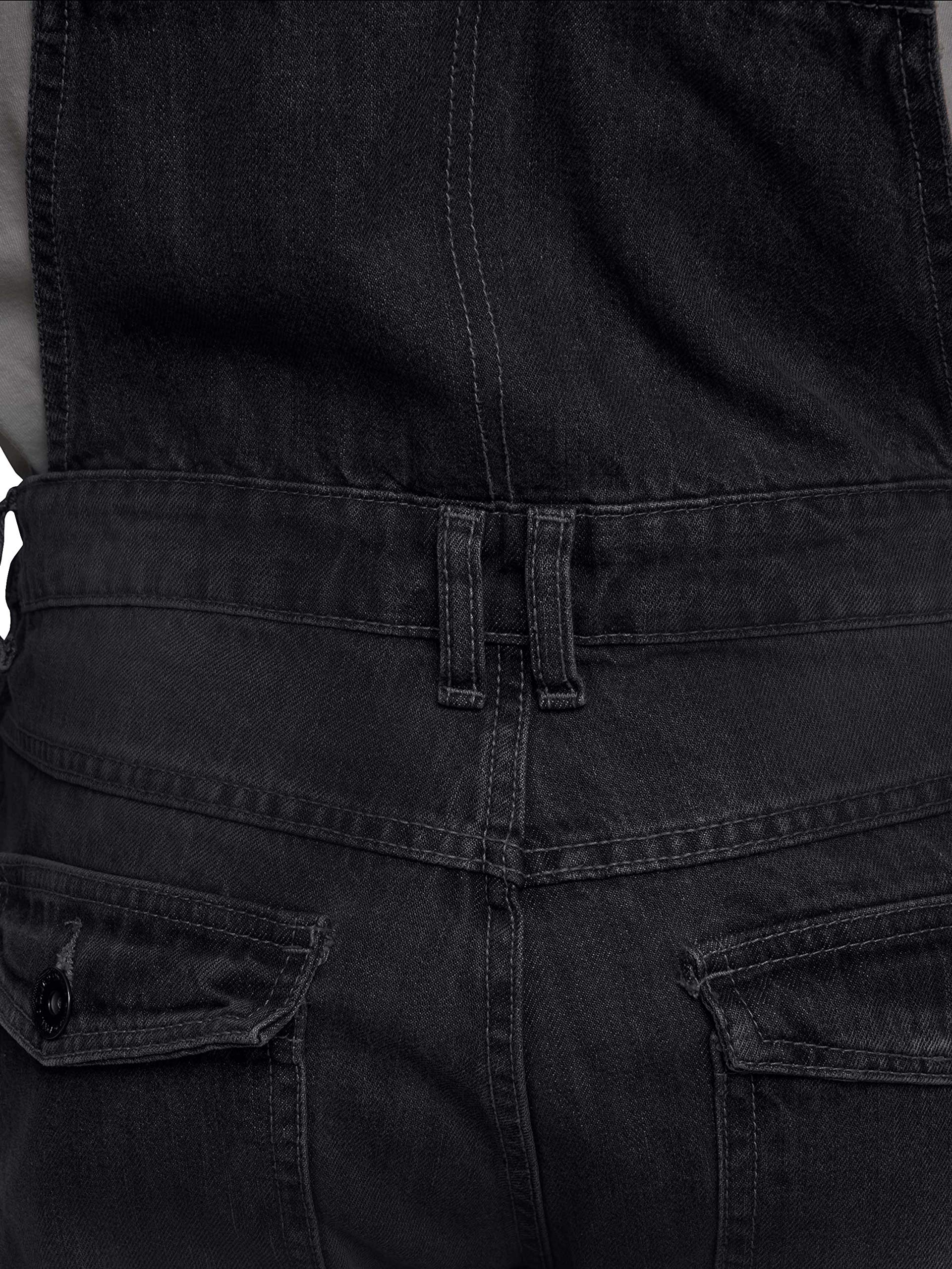 Ze ENZO Men's Denim Blue & Black Dungarees - Workwear Overalls with Fashionable Casual Style - Waist Sizes 30-50 - Perfect for Construction, Farming, DIY Projects & Streetwear Fashion