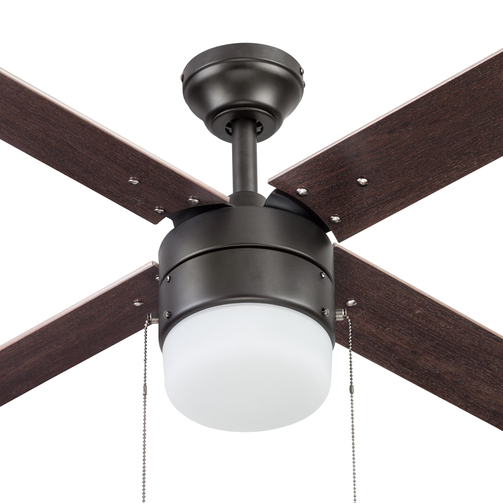 52 Inch Espresso Bronze Ceiling Fan with Pull Chain - Modern Indoor Cooling Fan for Living Room, Bedroom, and Office