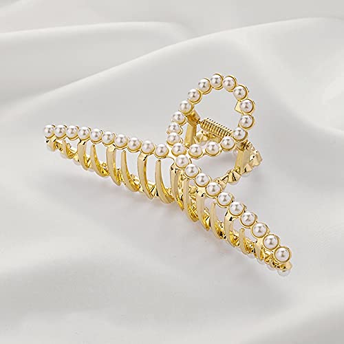 Dorakitten 4PCS Metal Hair Claw Clips with Fake Pearls - Elegant Modern Large Hair Barrettes for Women | Perfect for Parties, Weddings & Everyday Styling