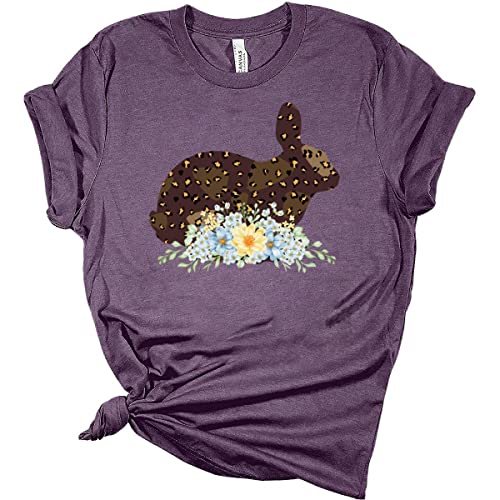 Easter Bunny Floral Leopard Print Women's T-Shirt - Cute Spring Tee for Easter Outfits & Casual Wear