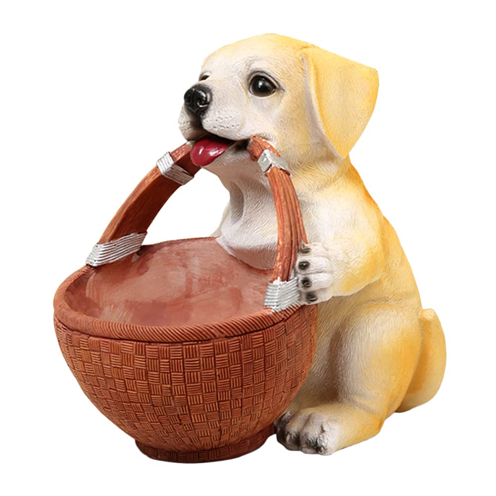 Cute Resin Dog Statue Basket - Pastoral Style Earring Holder & Candy Storage Box - Home Decor Key Holder for Kids Room, Bathroom & Gift Wrapping - Adorable Organizer for Jewelry, Keys & Small Items