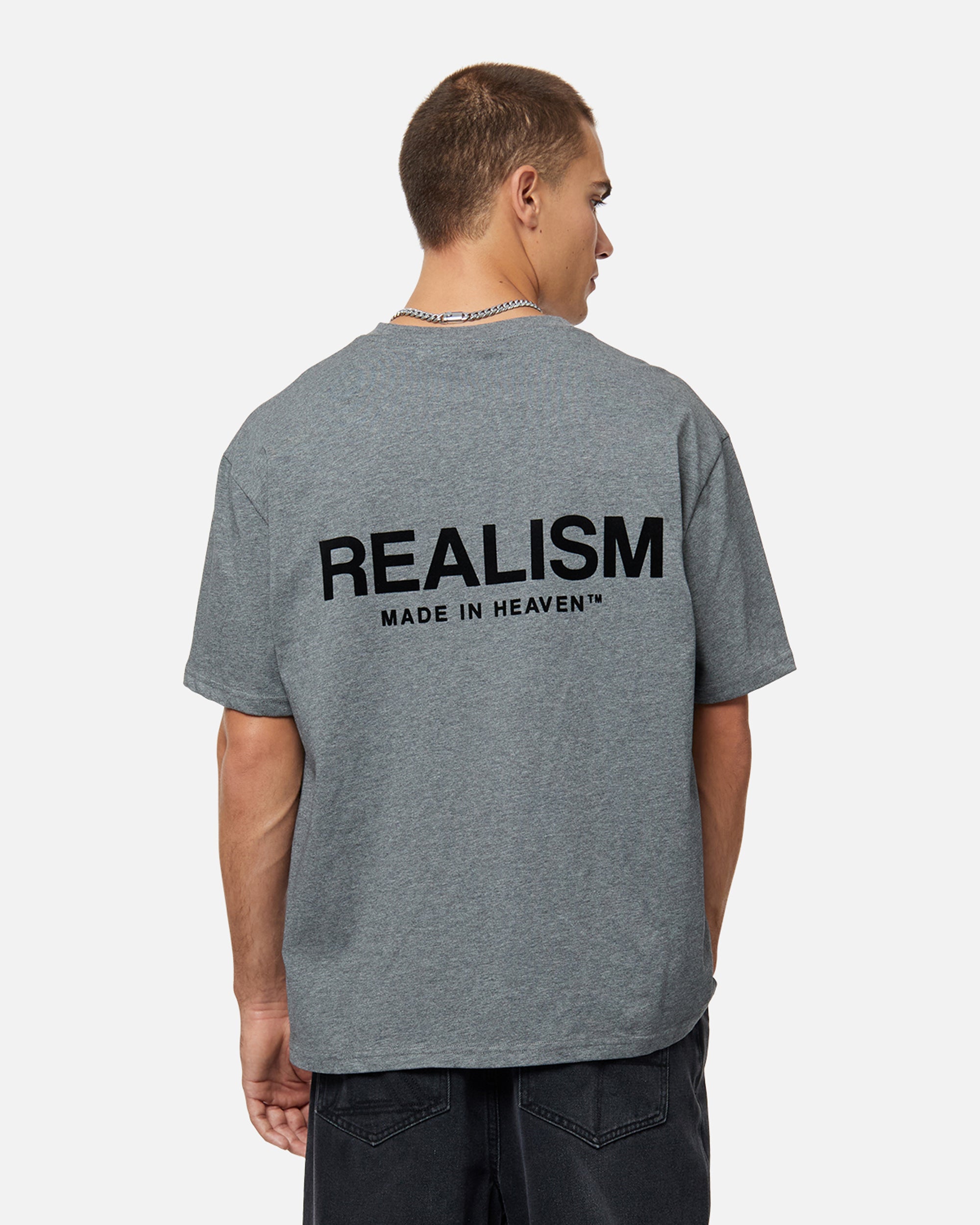 SSS Realism Heaven Logo Tee - Dark Heather Graphic T-Shirt for Men & Women | Streetwear Fashion, Casual Wear, Everyday Outfit