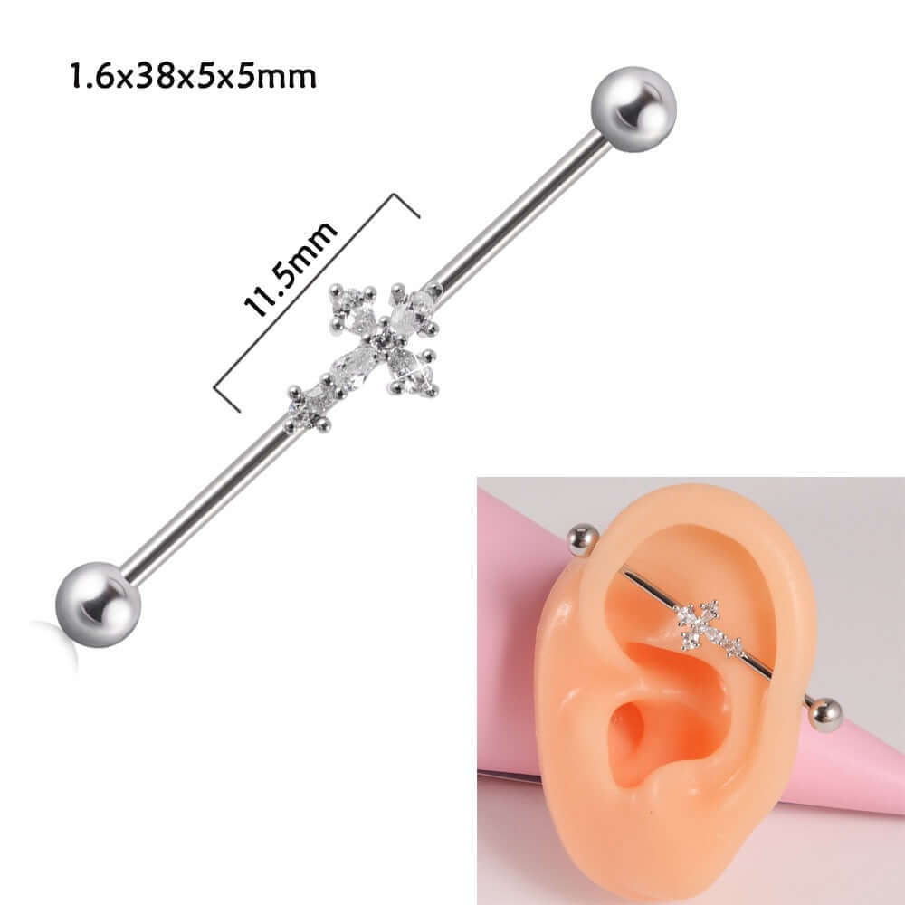 14g Silver Scorpio Insect Industrial Barbell Body Jewelry - Belly Button & Nose Piercing Bar | Perfect for Gothic, Punk & Alternative Fashion Styles