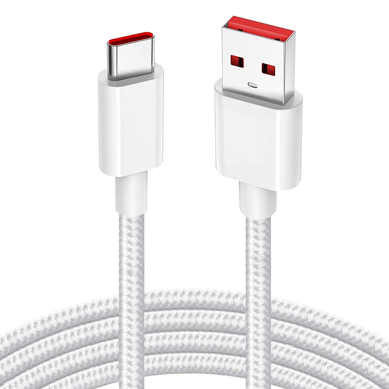 65W SuperVOOC Fast Charger Cable for OPPO Find X5/Reno 8/Reno 4 - 10V/6.5A USB-C Nylon Braided 6ft Cable | Perfect for Home, Office & Travel Charging