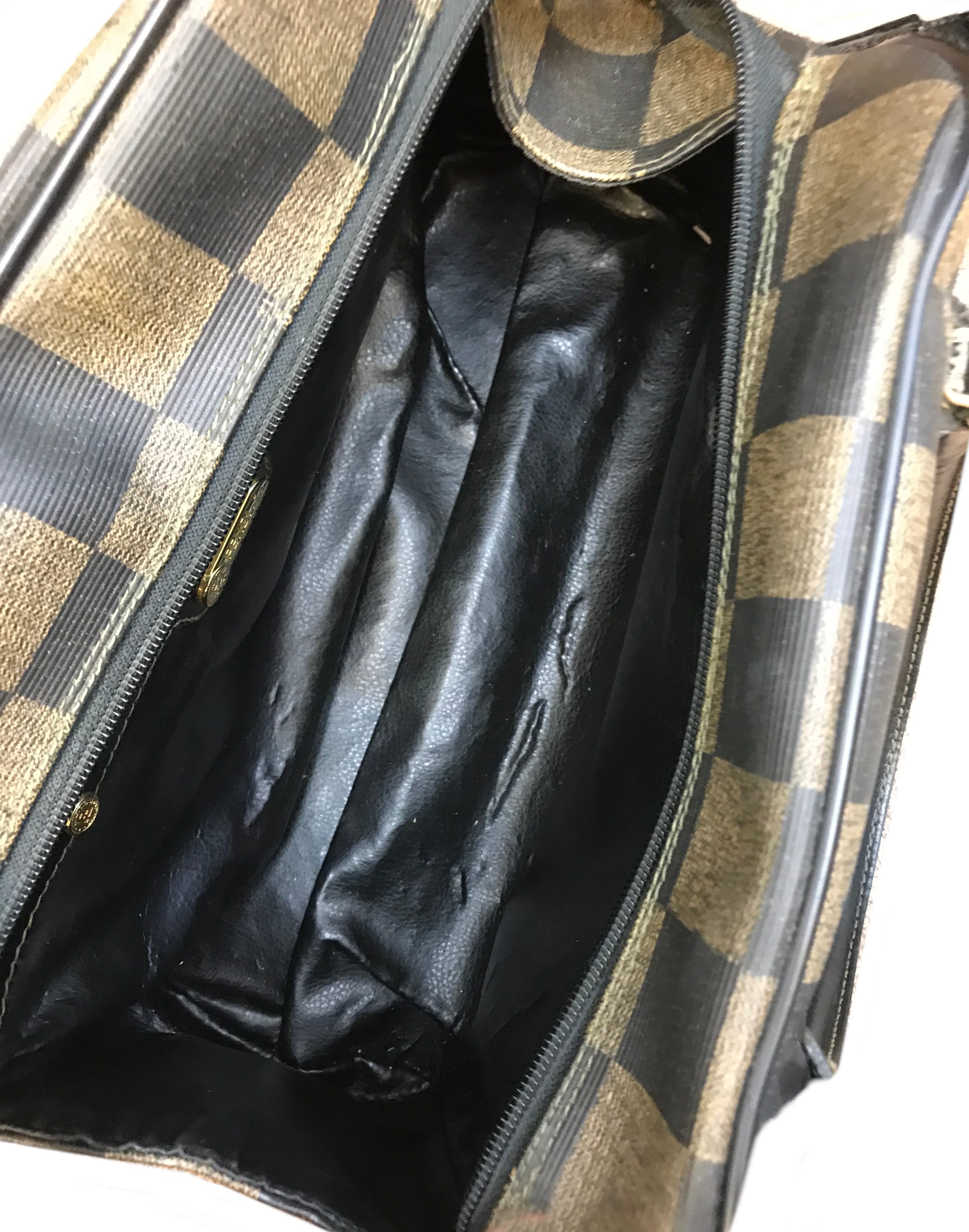 Fendi Checkered Coated Canvas Shoulder Bag - Luxury Designer Handbag for Women, Perfect for Work, Travel & Everyday Use