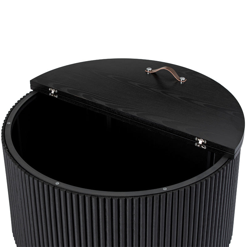 Julius 31.5 Inch Round Black Coffee Table with Storage - Modern Living Room Center Table for Small Spaces, Perfect for Holding Remote, Books & Decor