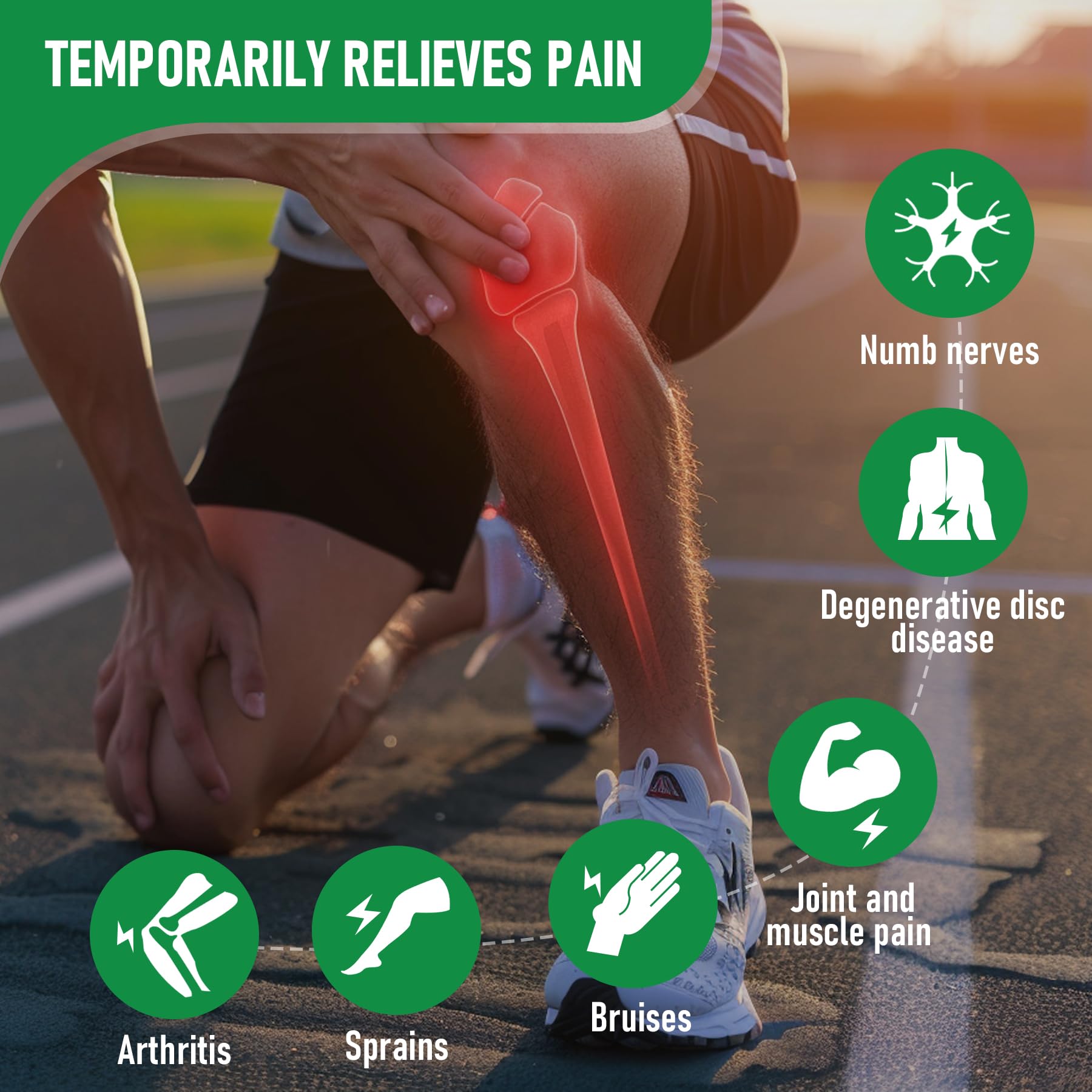 CARELAND 4% Lidocaine Knee Patches with 1% Menthol - 20 Waterproof Pain Relief Patches for Back, Knee & Shoulder Pain - Maximum Strength Pain Relief for Active Lifestyles & Post-Workout Recovery