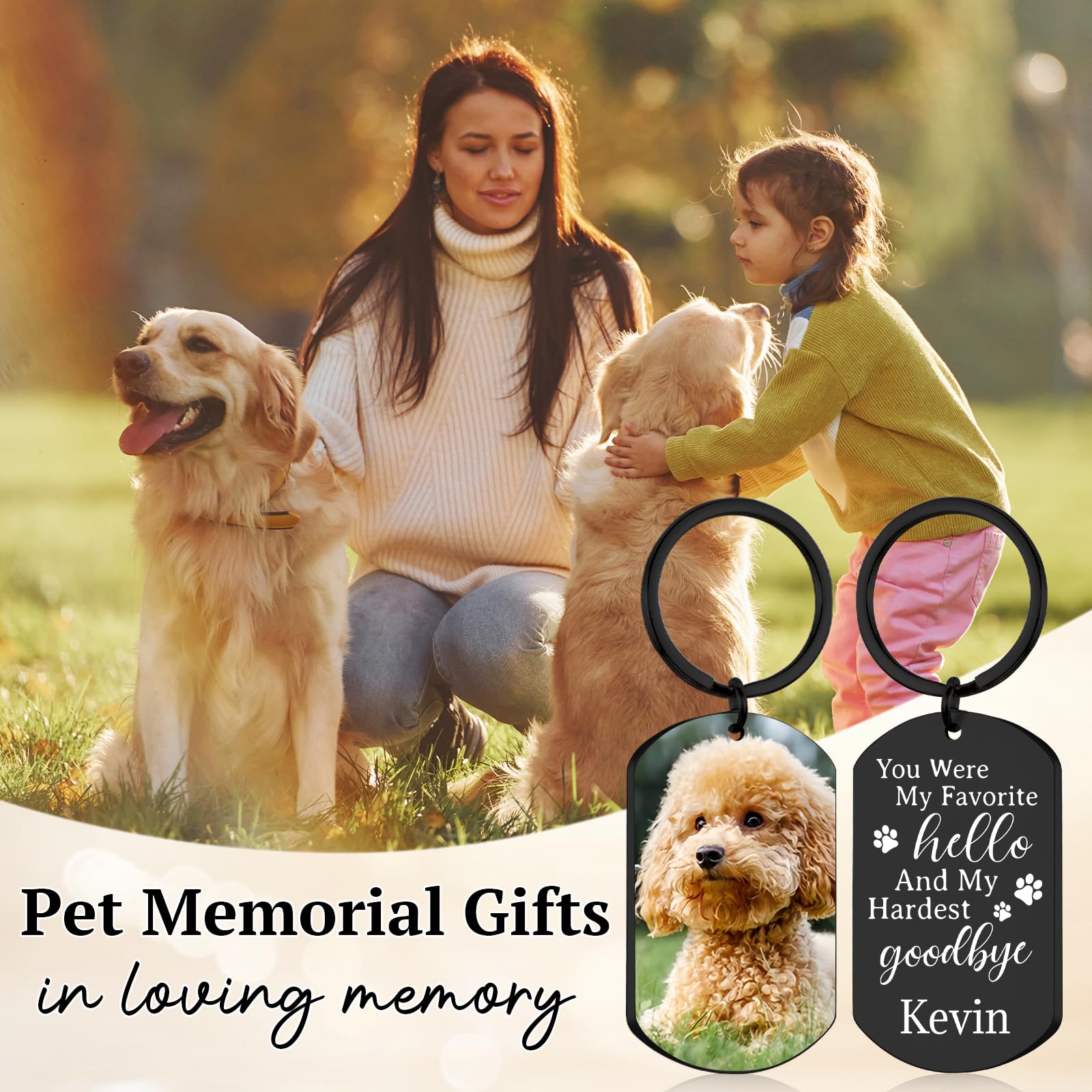 Custom Pet Photo Keychain - Personalized Memorial Gift for Pet Loss | Dog Cat Lover Keepsake