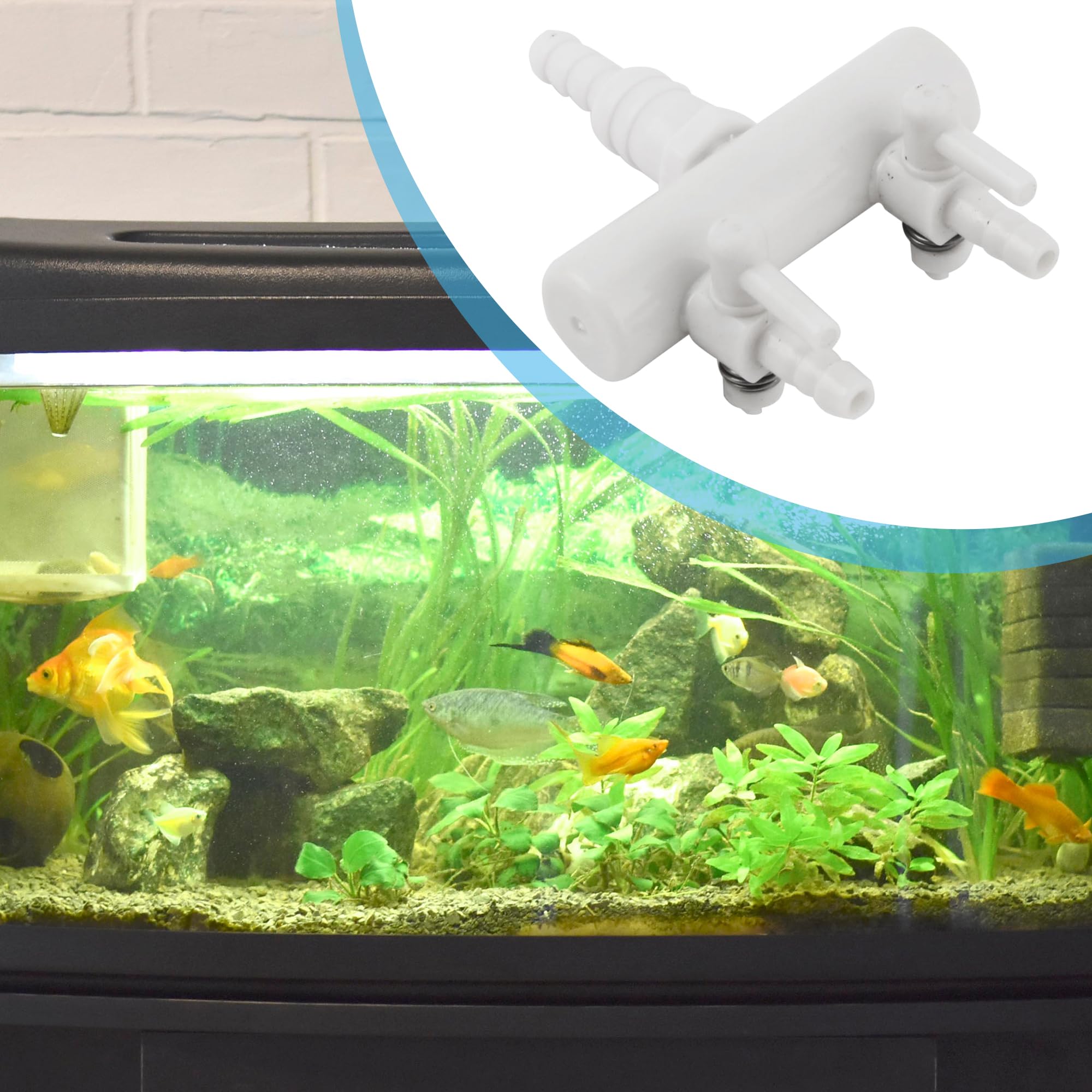 2-Way Plastic Air Splitter for Aquarium - 2.5 Inch Air Flow Control Valve with Tubing - Perfect for Fish Tank Oxygen Distribution & Air Pump Systems (White) - Ideal for Home Aquariums, Fish Breeding Tanks & Hydroponic Systems