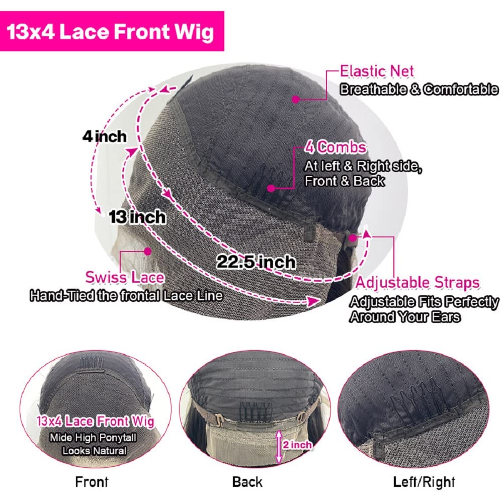 30 Inch Straight Lace Front Wigs Human Hair - Pre Plucked 13x4 HD Transparent Lace - 180% Density Glueless Brazilian Virgin Hair Wigs for Black Women - Perfect for Daily Wear, Cosplay & Special Occasions