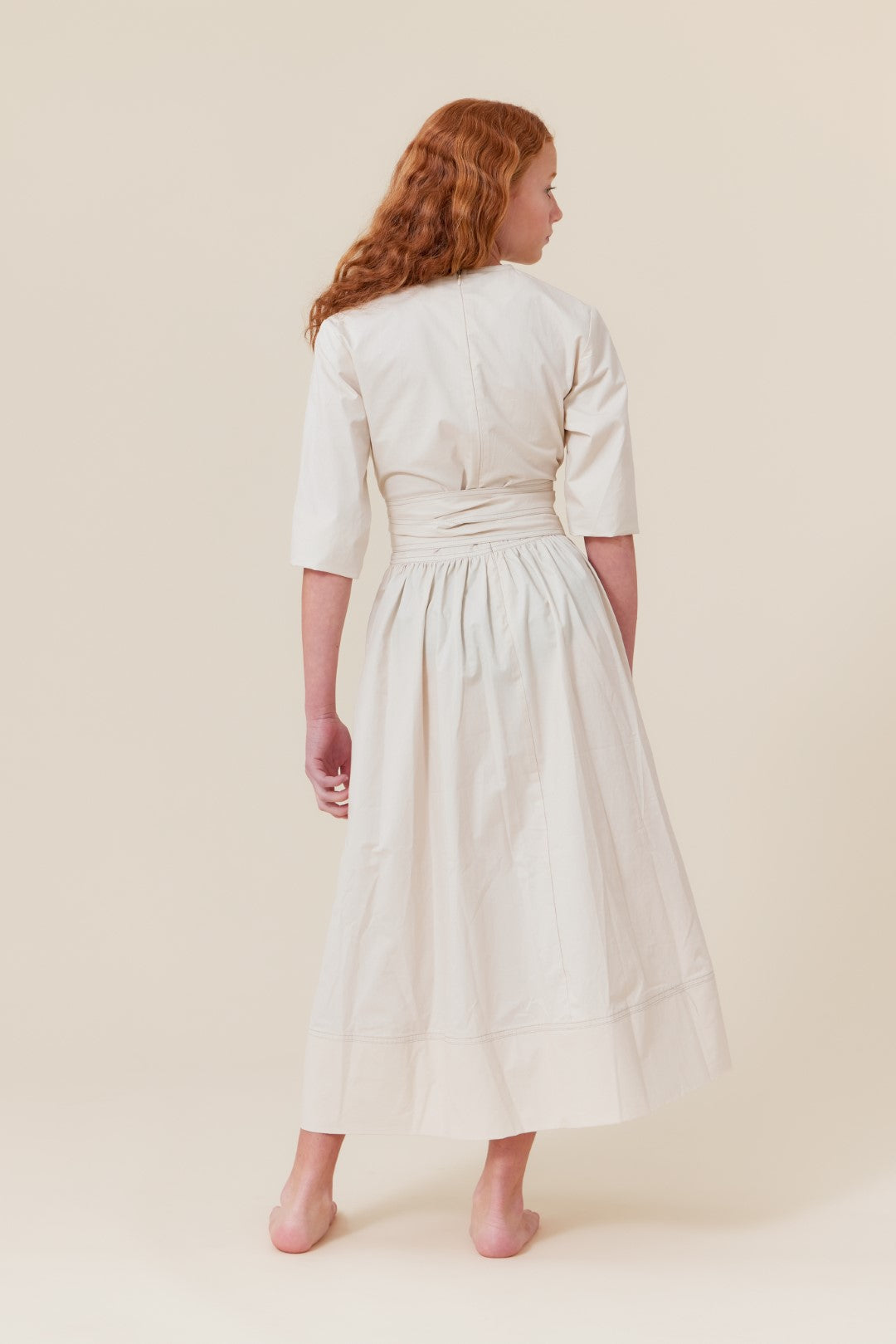 Soir Celia Neutral Dress - Elegant Women's Casual Midi Dress for Everyday Wear, Office & Date Night | Soft & Comfortable Fabric