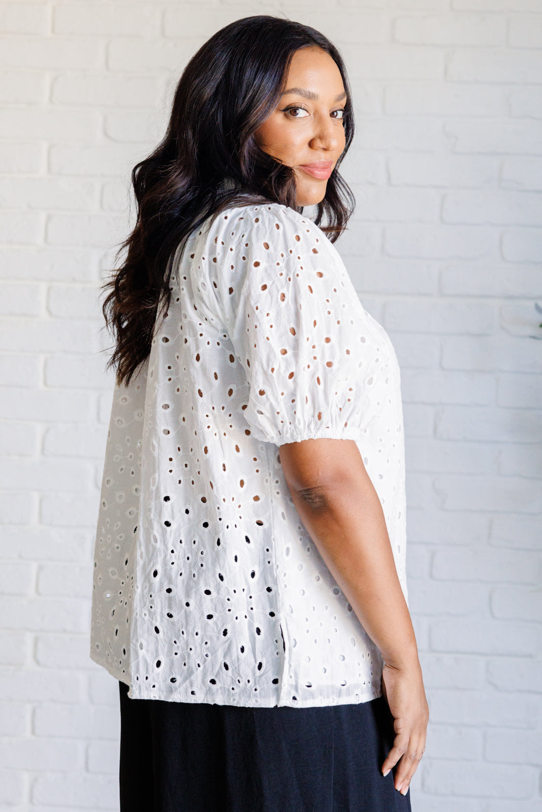 Elegant Eyelet Lace Blouse for Women - Breathable Summer Tops with Feminine Details | Perfect for Office Wear, Date Nights & Casual Outfits