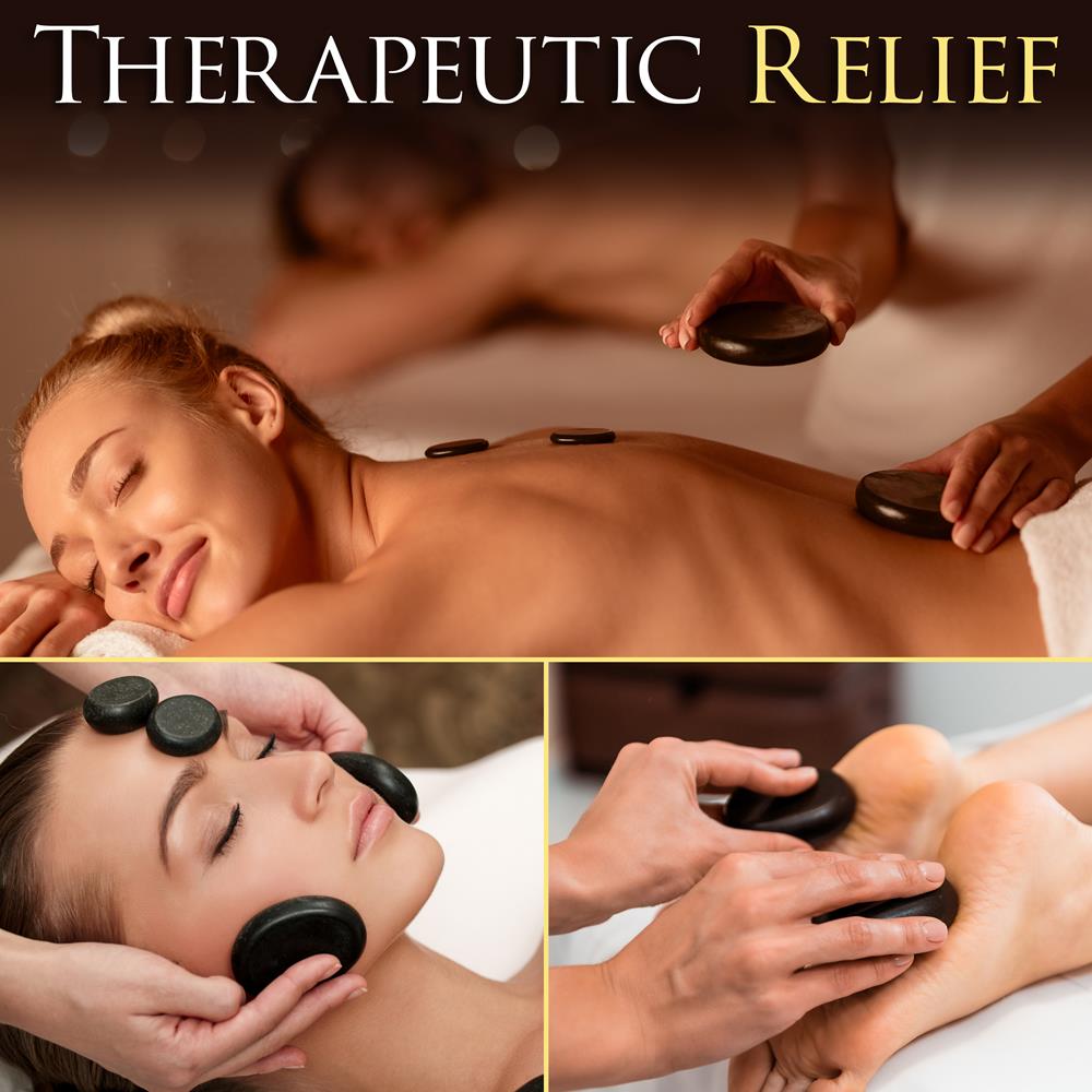 Relaxing Hot Stone Massage Kit with 6 Basalt Stones, Warmer & Essential Oils - Professional Spa Quality for Home Use, Muscle Pain Relief & Stress Relief - Perfect for Self-Care, Gifts & Couples Massage