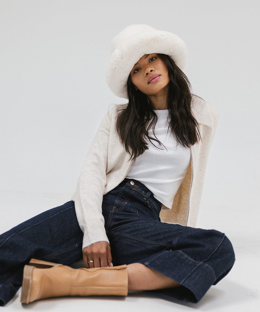 Parker Faux Fur Bucket Hat for Women - Winter Warm Fashion Beanie with Ear Flaps - Perfect for Outdoor Activities, Skiing & Snowboarding