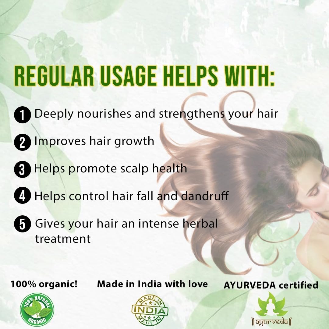 AMORYTATTVA BHRINGADI HAIR LEP - 16 Ayurvedic Herbs Blend for Scalp & Hair Health, Hair Growth Treatment - 120g | Herbal Hair Mask for Dandruff, Dryness & Split Ends | Perfect for Daily Hair Care & Spa Treatments