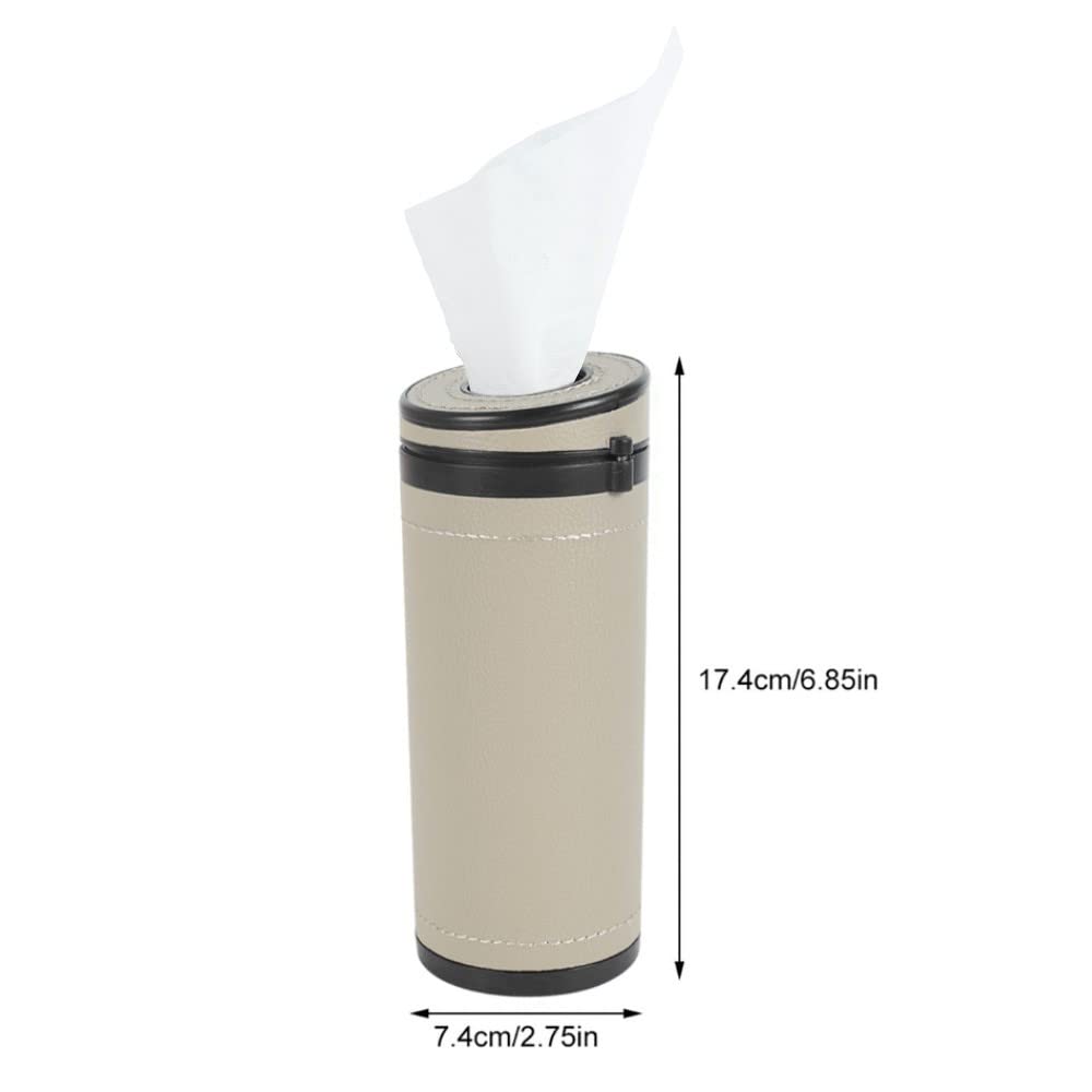 MiOYOOW PU Leather Car Tissue Holder - 2.75'' Diameter Cup Holder Tissues Tube for Car, Bathroom & Office | Compact Tissue Box Organizer for Vehicles, Home & Workspace