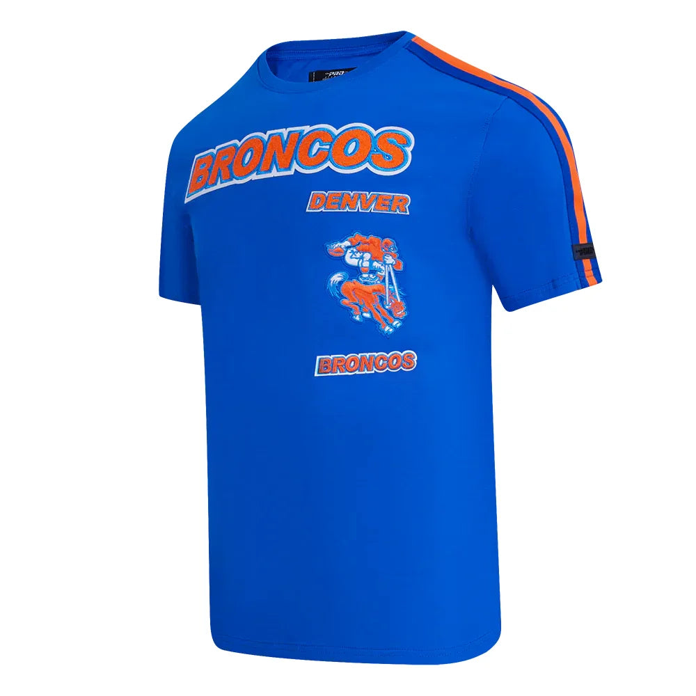 Denver Broncos Retro Classic Chenille Striped T-Shirt for Men - Vintage NFL Football Fan Jersey, Soft Cotton Tee for Game Day, Tailgating & Casual Wear