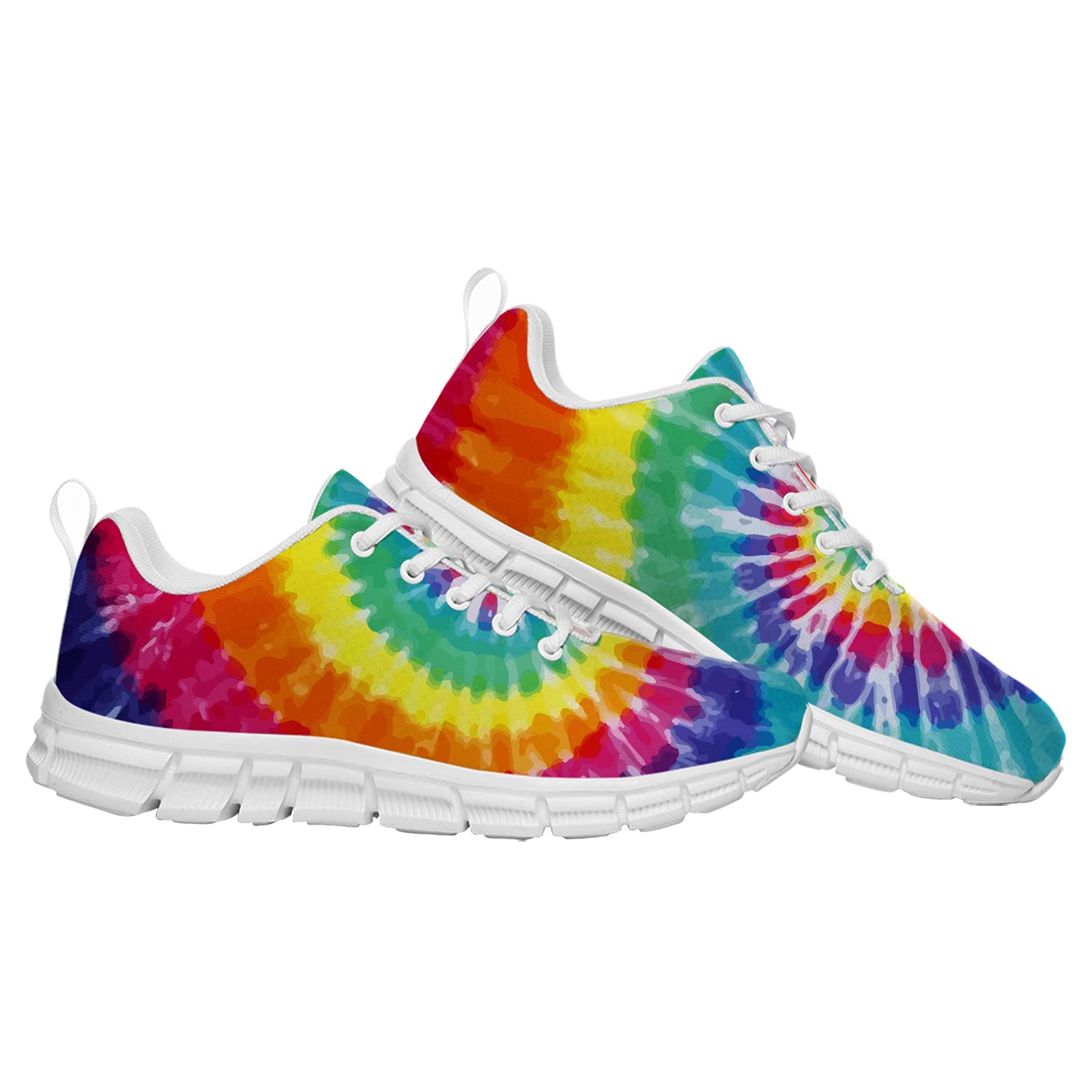 Vibrant Rainbow Tie-Dye Spiral Pattern Unisex Tennis Shoes - Non-Slip Lightweight Walking & Running Sneakers for Men & Women (Men's Size 4.5, Women's Size 6.5) - Perfect for Gym, Jogging, Casual Wear & Gift Giving