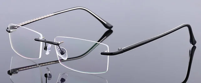 Brightzone Unisex Rimless Square Titanium Alloy Eyeglasses 71866 - Lightweight & Durable Glasses for Men & Women - Perfect for Reading, Work & Everyday Use