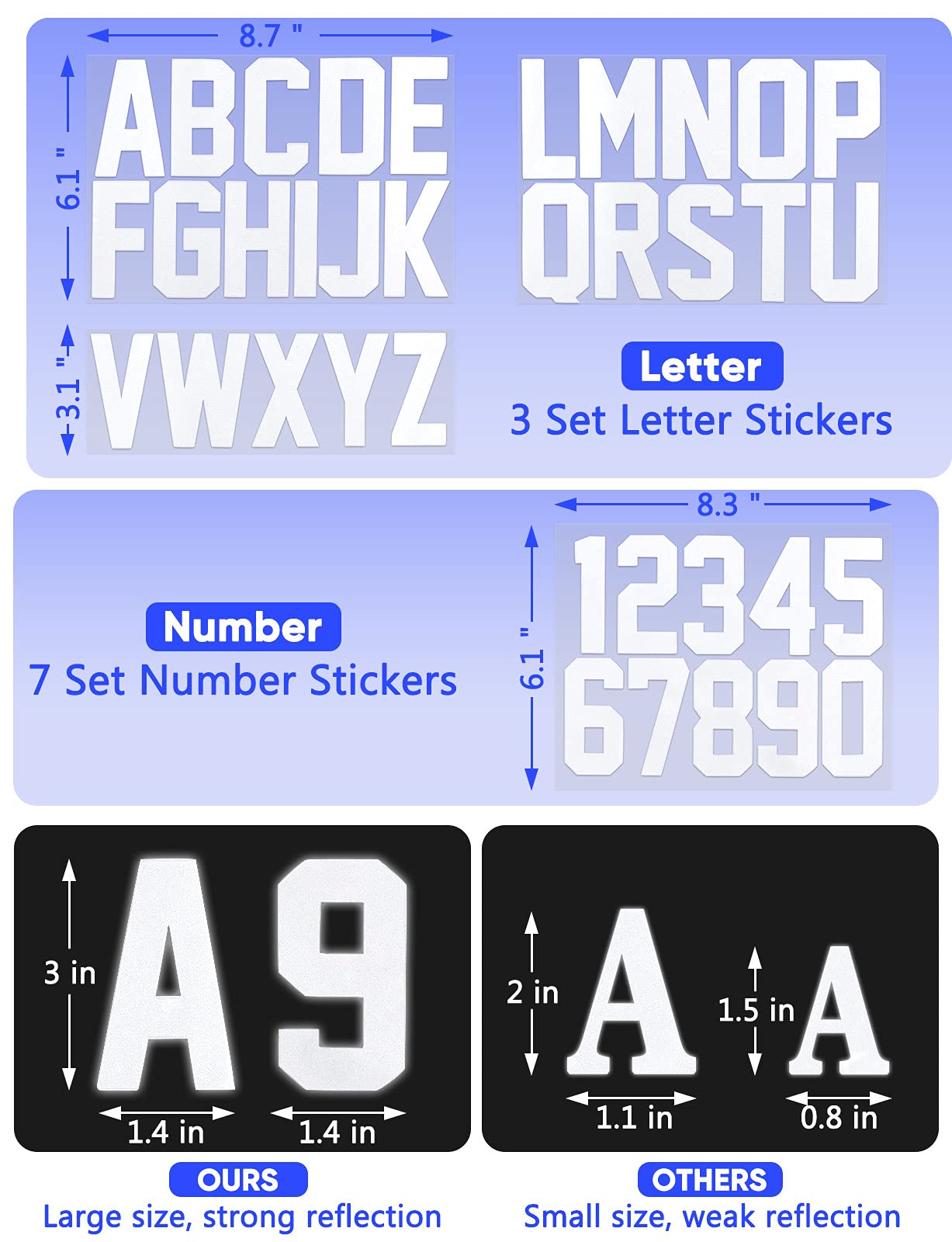 Seloom 148 PCS Reflective Mailbox Numbers & Letters Stickers - Waterproof Self-Adhesive for House Address (Indoor/Outdoor Use)