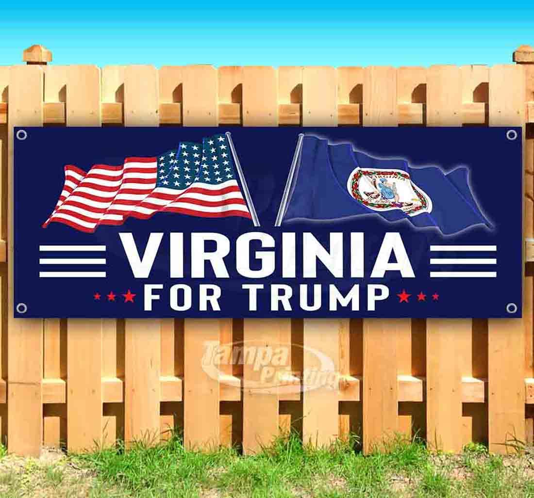 Virginia for Trump 13 oz Heavy-Duty Vinyl Banner - Single-Sided with Metal Grommets | Durable Outdoor Political Sign for Campaigns, Rallies & Yard Displays