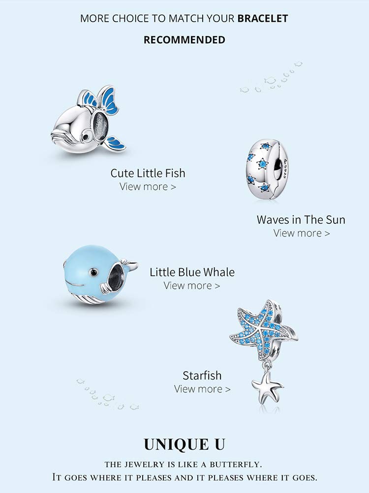 925 Sterling Silver Ocean Animal Charms for Pandora Bracelets - Fish, Crab & Starfish Charms for Women | Perfect for Beach Vacations, Summer Jewelry & Gift Giving