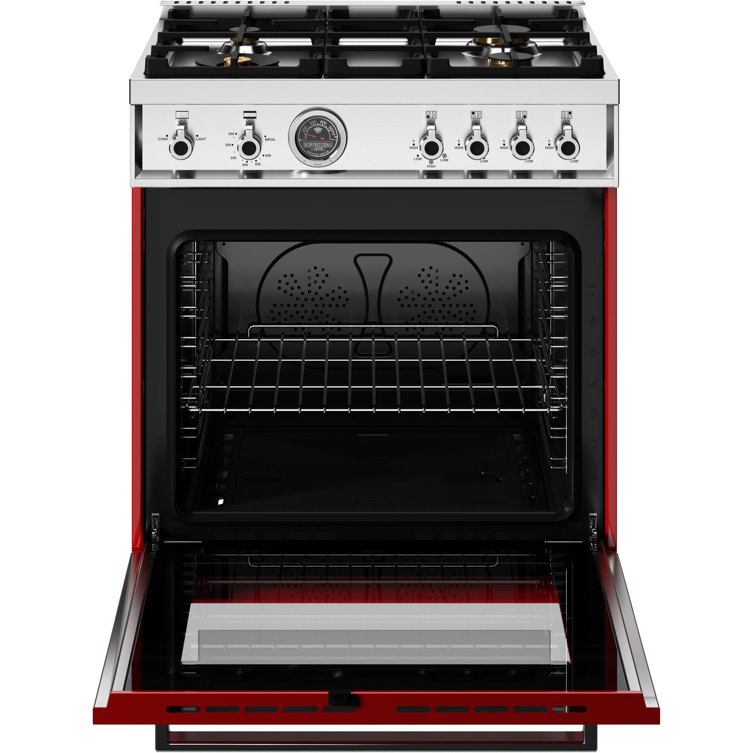 Bertazzoni PRO304BFGMROT 30-Inch Freestanding Gas Range with 4 Burners - Perfect for Home Kitchens & Professional Cooking
