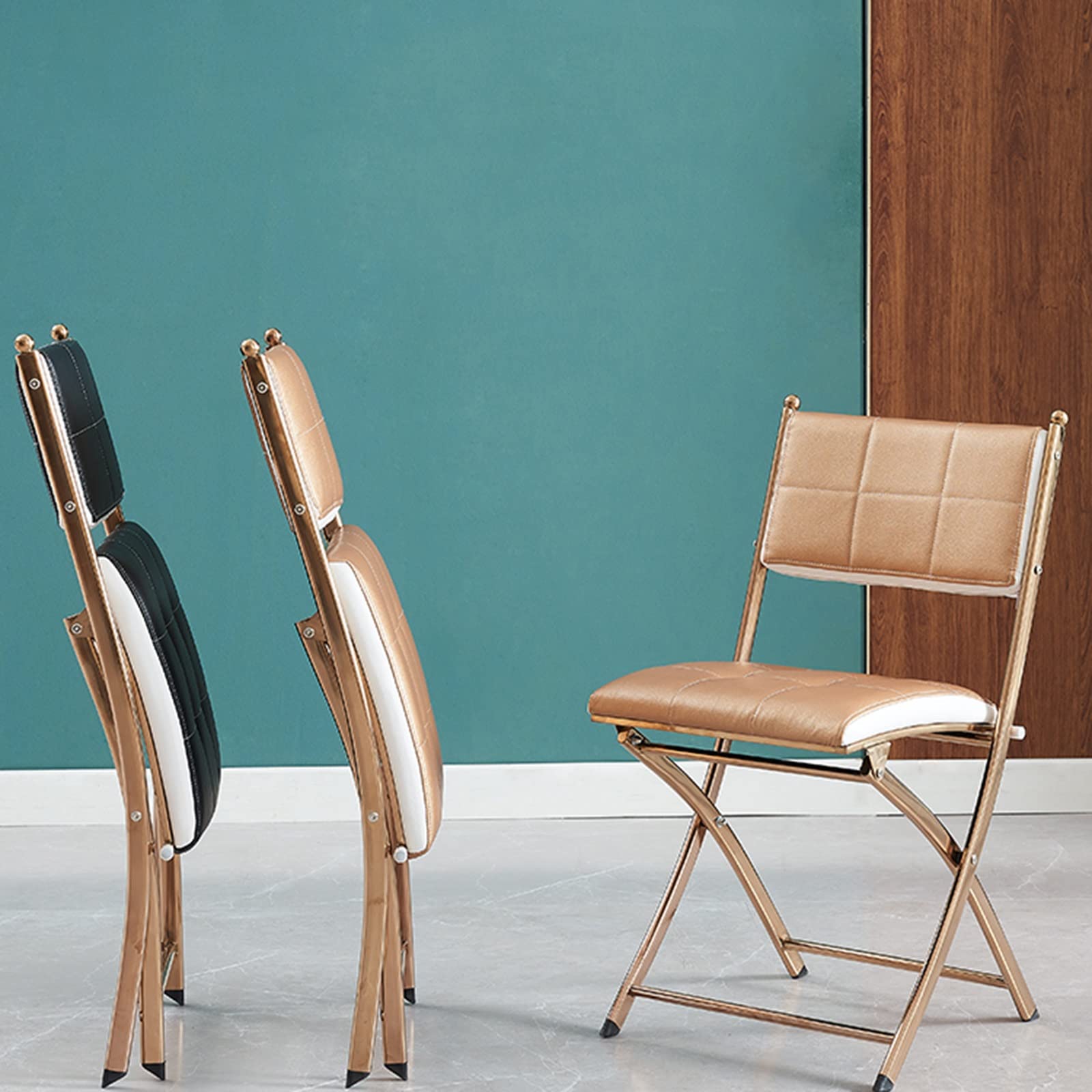 Foldable Ch-AIR Home Chair - Portable Lightweight Dining & Conference Chair - Modern Minimalist Design for Indoor & Outdoor Use - Perfect for Home, Office, Garden, and Camping (Gold)
