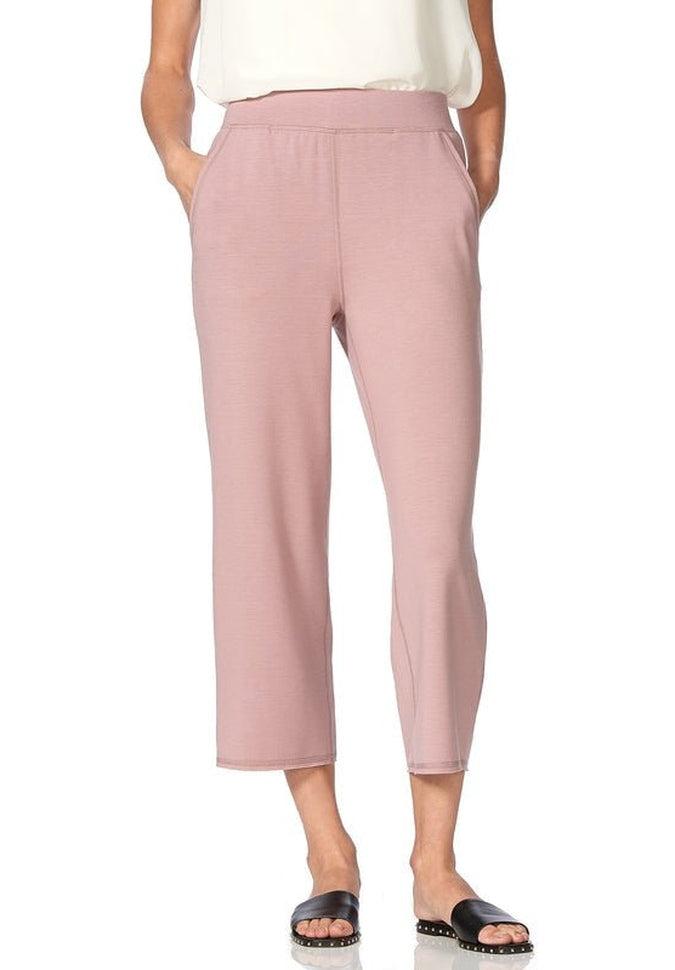 HUE Curbside Cropped Wide Leg Pants for Women - High Waisted Comfortable Lounge Pants (Sizes S/M) - Perfect for Yoga, Work from Home & Casual Outfits