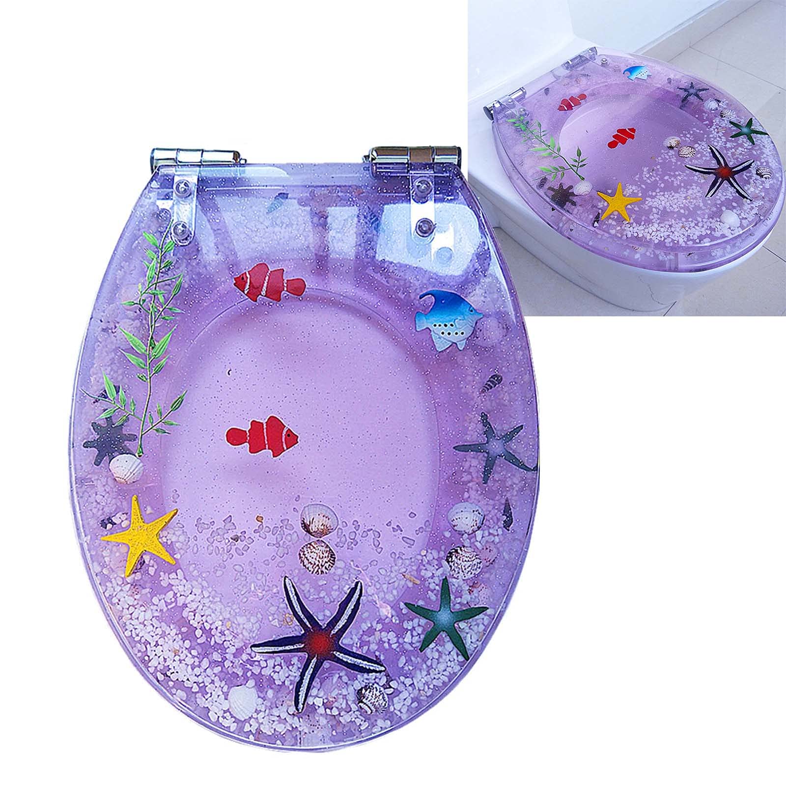 Premium Slow Close Round Purple Resin Toilet Seat - Easy Installation & Cleaning - Perfect for Modern Bathrooms, Guest Restrooms & Home Renovations