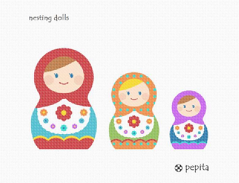 Pepita Needlepoint Kit: Nesting Dolls Design - 10