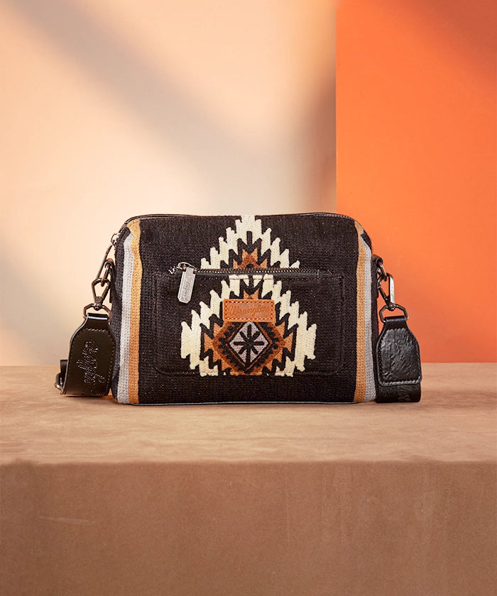 Wrangler Aztec Knitted Crossbody Purse for Women - Stylish Boho Shoulder Bag with Tribal Pattern - Perfect for Travel, Shopping & Everyday Use