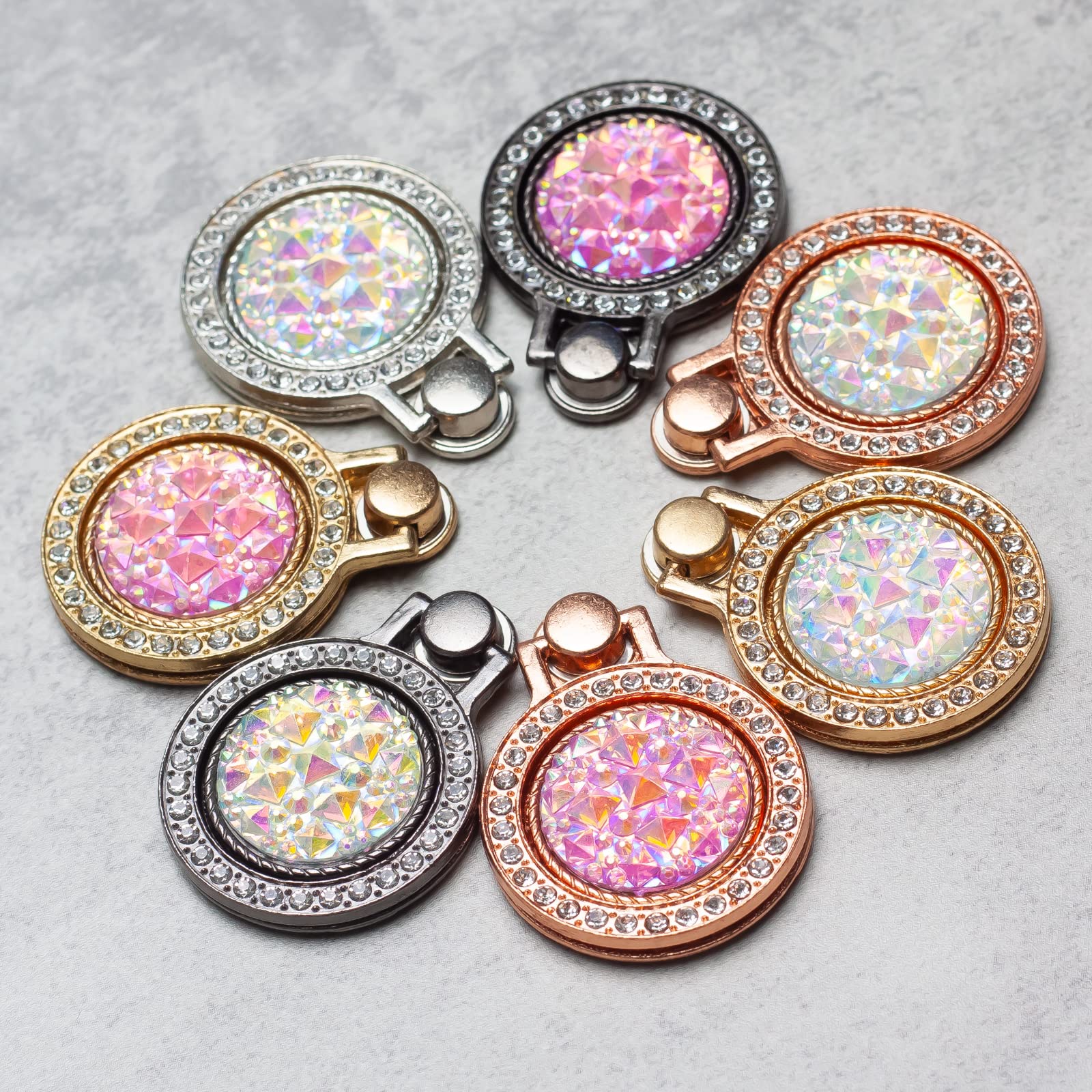 2-Pack Sparkling Rhinestone Phone Ring Holder - Bling Bling Grip Stand with Glitter Gemstones for Cell Phones & Tablets | Perfect for Secure One-Handed Use, Selfies, and Stylish Phone Accessorizing