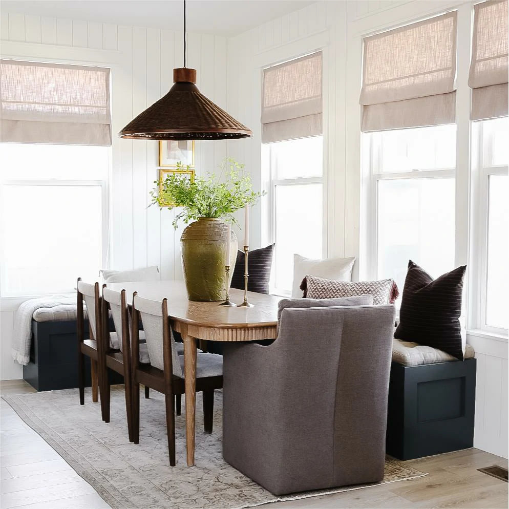 Linen Roman Shades with Loop Cord Lift - Elegant Window Treatment for Living Room, Bedroom & Home Decor