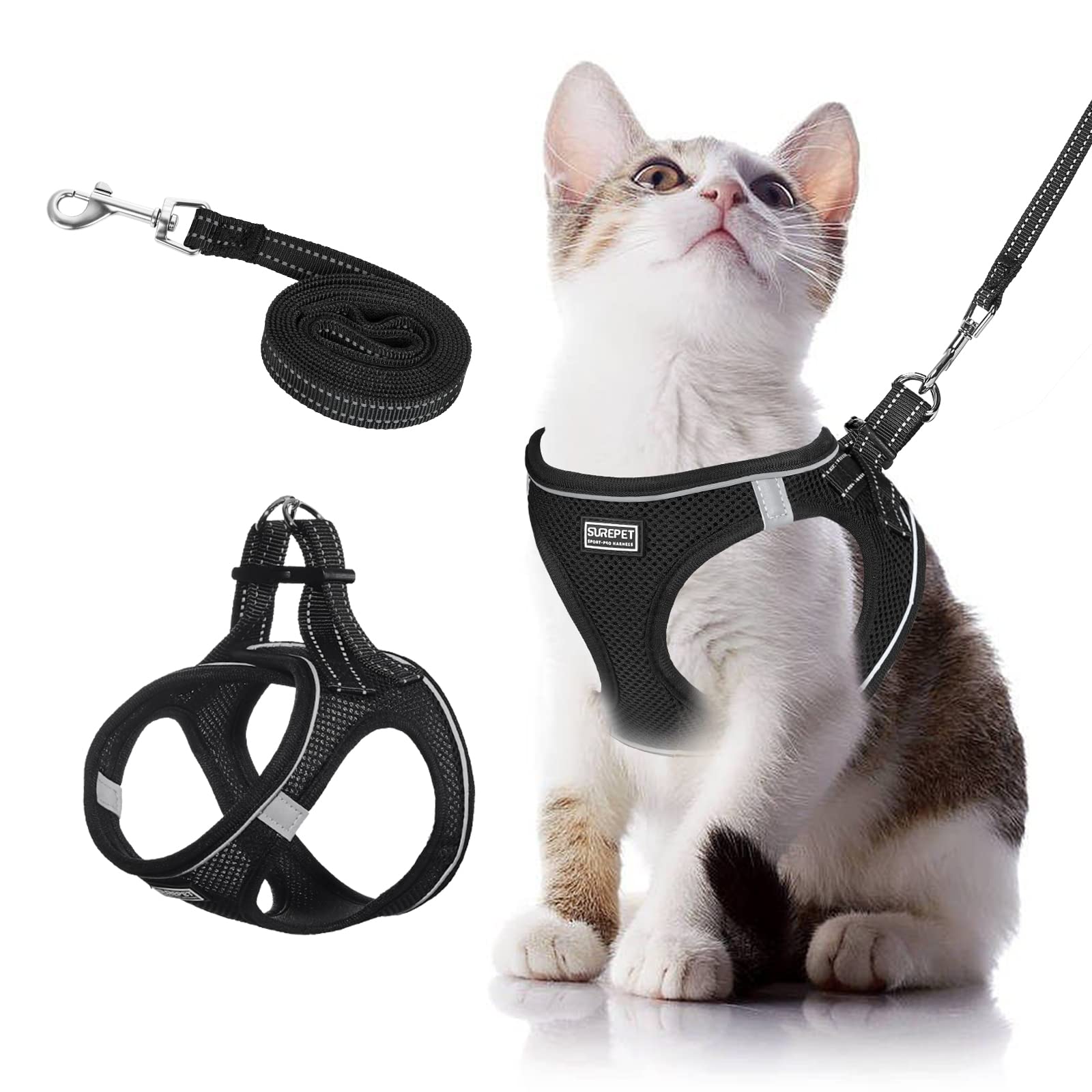 Escape-Proof Cat Harness and Leash Set - Soft Adjustable Kitten Vest with Reflective Strips for Safe Walking | Perfect for Small Dogs & Puppies | Ideal for Outdoor Adventures, Night Walks & Vet Visits