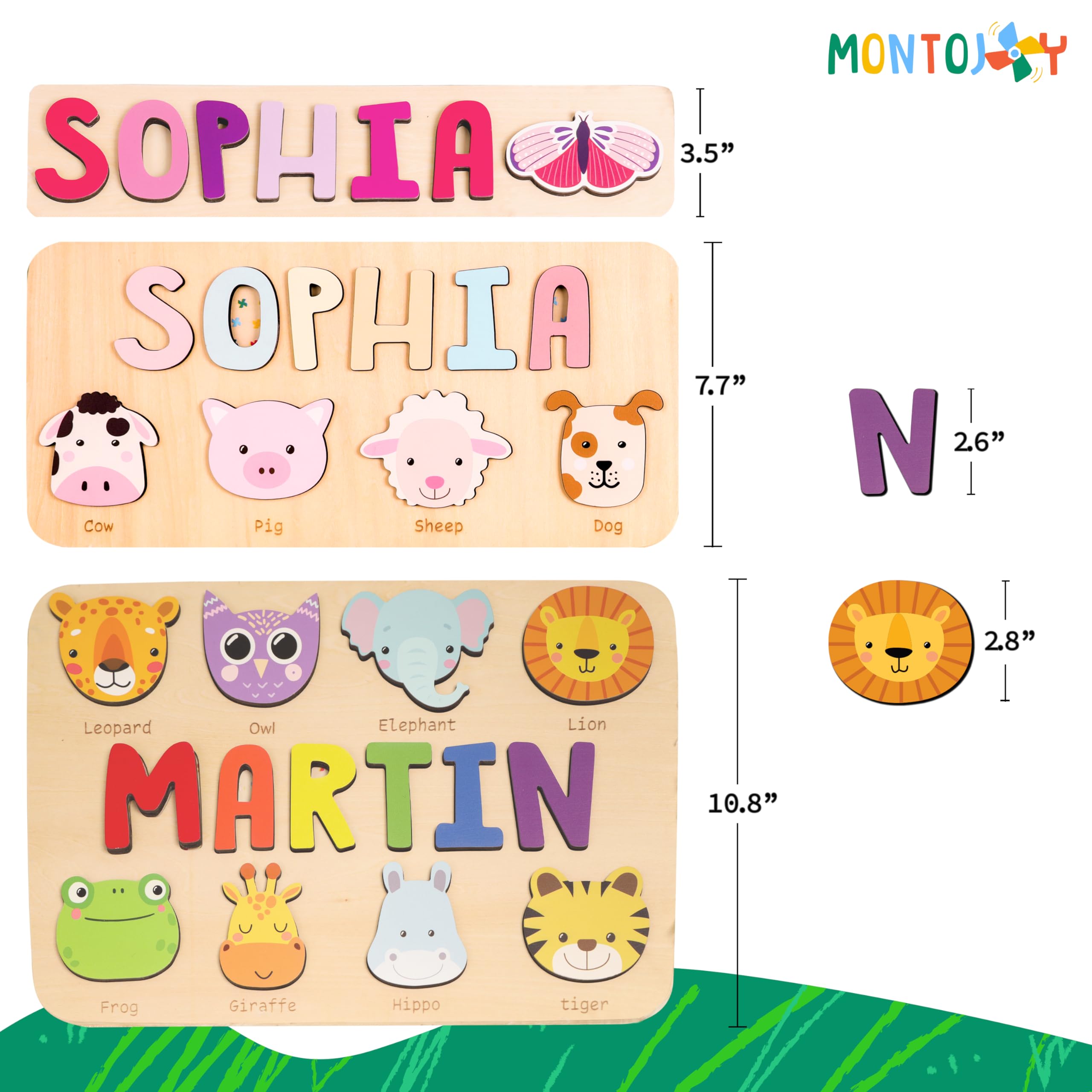 Personalized Wooden Name Puzzles for Toddlers 1-3 Years Old - Custom Kids Learning Toys - Baby Shower Gift Ideas - Perfect for Nursery Decor & Early Childhood Education