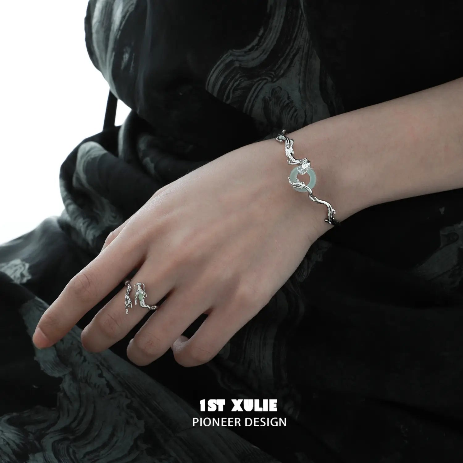 24K Gold Plated & 18K Platinum Plated Quartz Jade Open-End Bracelet for Women - Elegant Adjustable Bangle for Parties, Weddings & Special Occasions