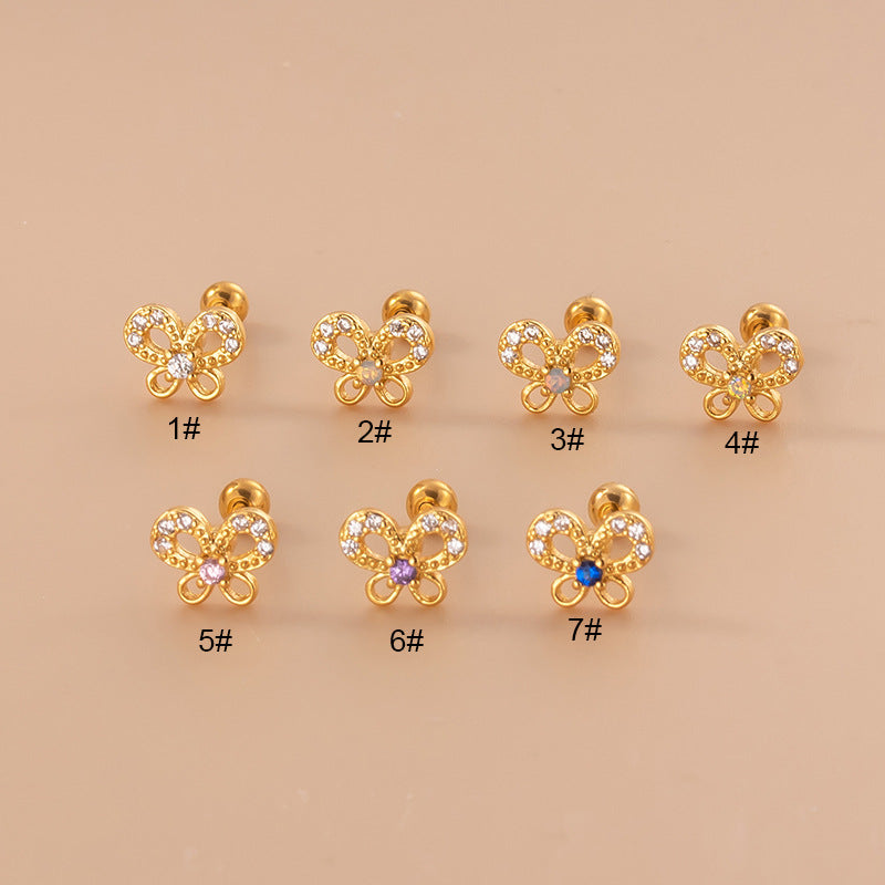 20G Cartilage Butterfly Stud Earrings for Conch, Tragus, Helix Piercing - Hypoallergenic Stainless Steel Body Jewelry | Perfect for Daily Wear, Parties & Gifts