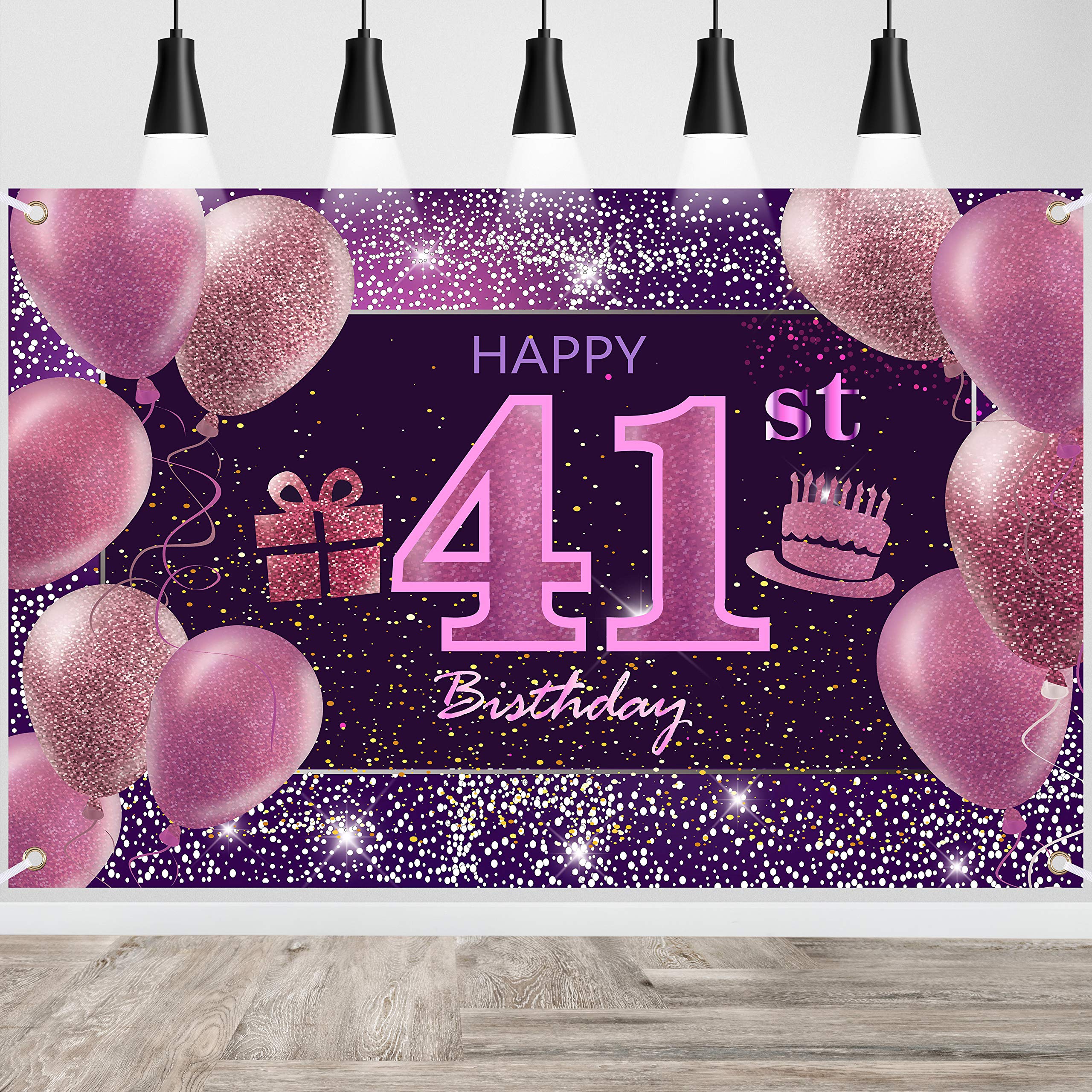 IMISI 41st Birthday Decorations for Women - Pink Happy Birthday Banner & Party Backdrop for Girls - Perfect for Birthday Celebrations, Photo Booths & Special Events
