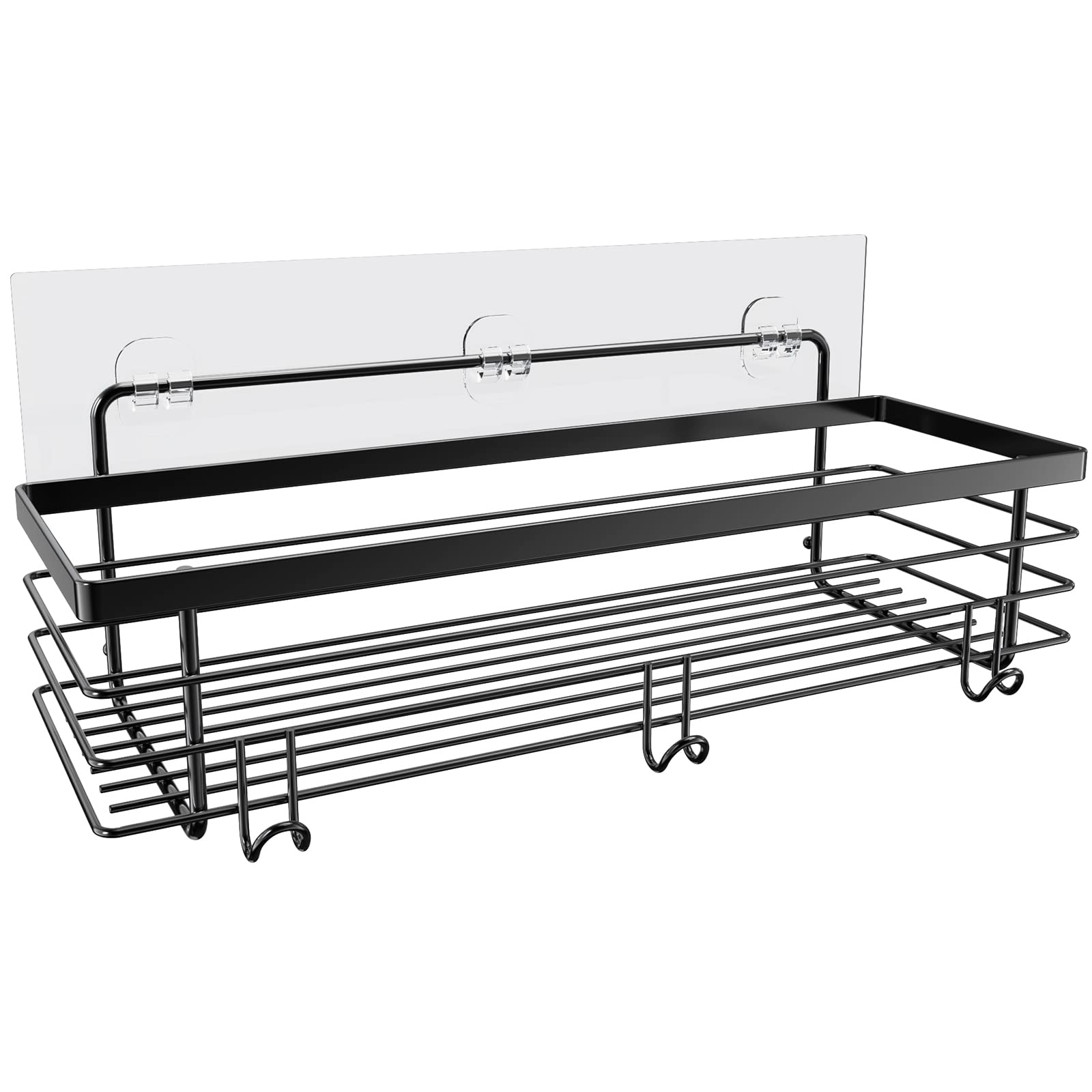 ODesign Black SUS304 Stainless Steel Shower Caddy with Hooks - Bathroom & Kitchen Storage Organizer for Shampoo, Conditioner & Toiletries - Perfect for Small Space Organization in Showers, Bathtubs or Under Sink Storage