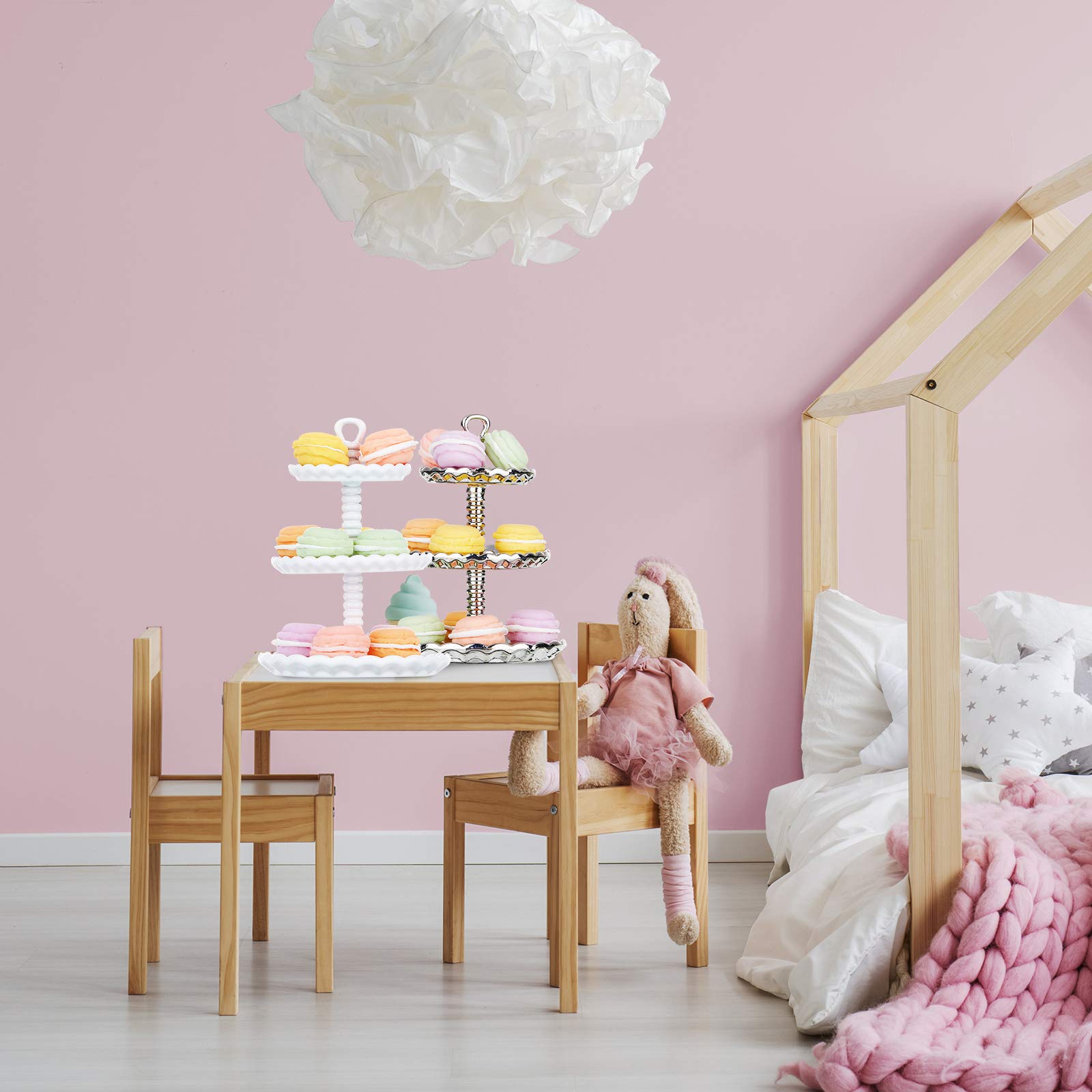1/12 Scale Miniature 3-Tier Cupcake Stand - Alloy Round Dessert Display Tower for Dollhouse Kitchen Decor (3-Piece Set) - Perfect for 1/12 Dollhouse Accessories, Doll Playsets & Miniature Food Displays - Ideal for Tea Parties, Baking Scenes & Dollhouse Kitchen Setups